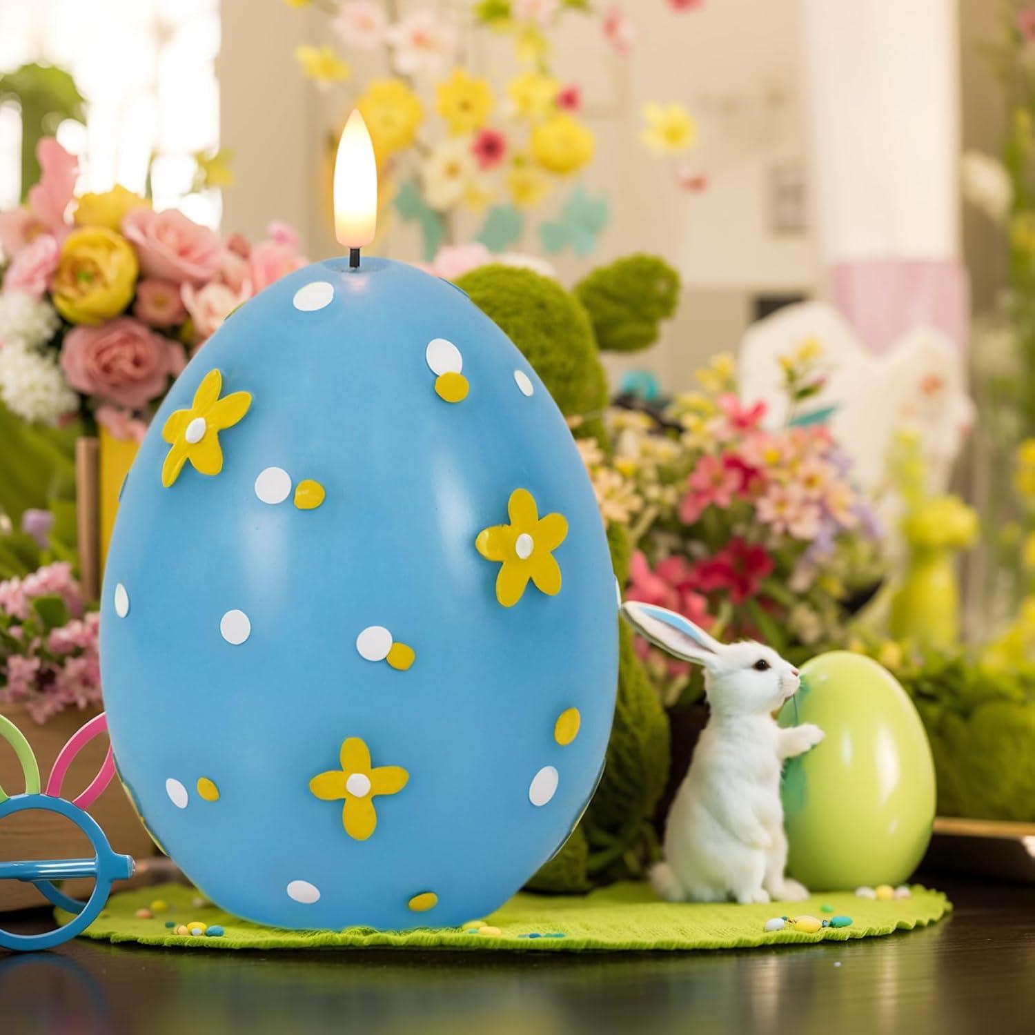 Vela Sin Llama de Pascua DRomance Azul 6.1 cm x 16 cm LED