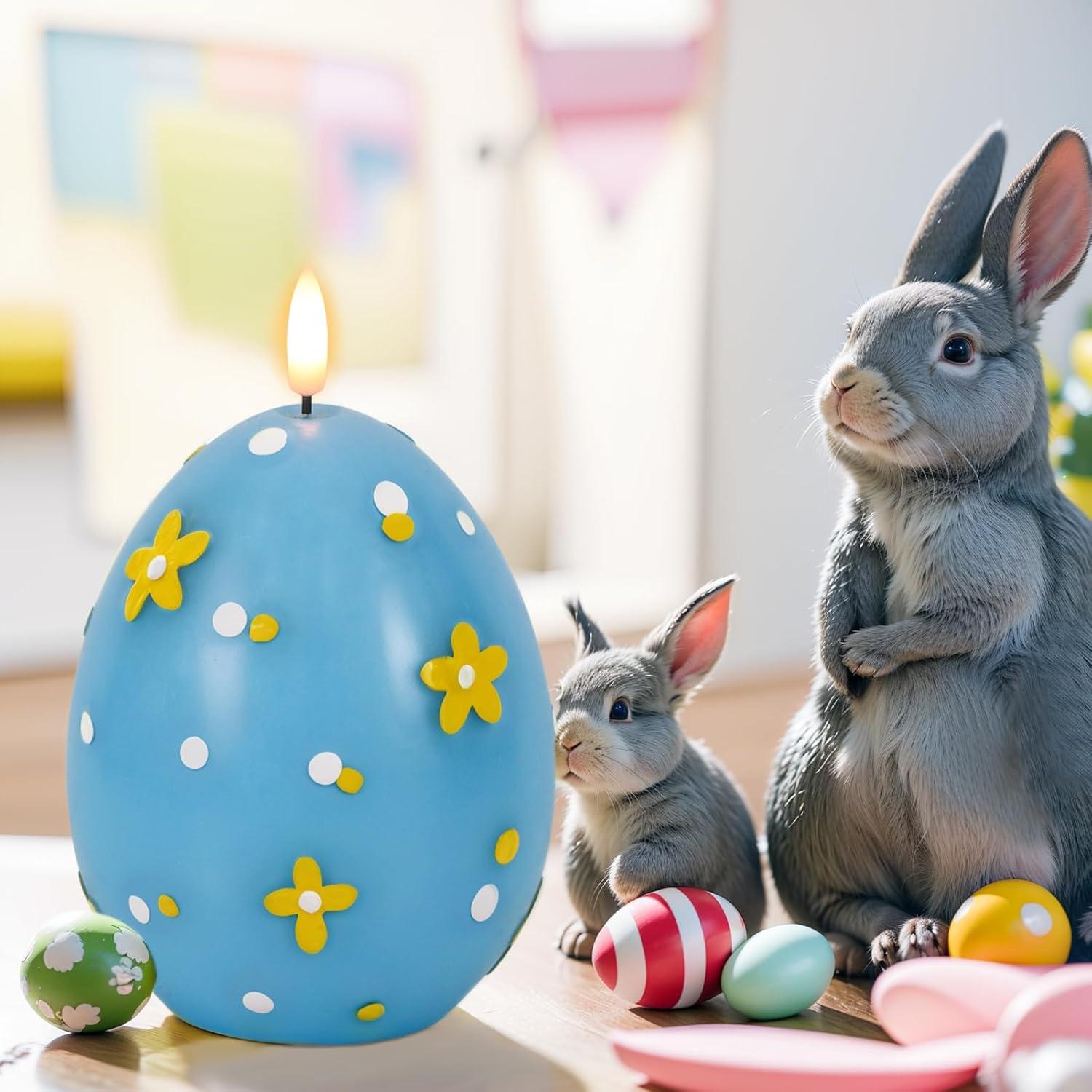 Vela Sin Llama de Pascua DRomance Azul 6.1 cm x 16 cm LED