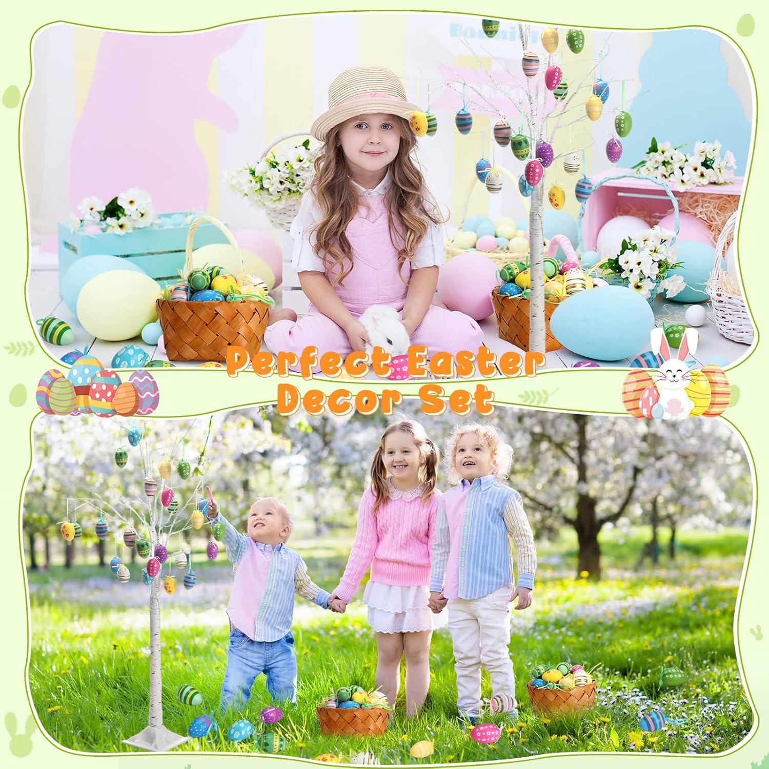 Árbol de Abedul Blanco de Pascua 1.2m con 24 Huevos y LED