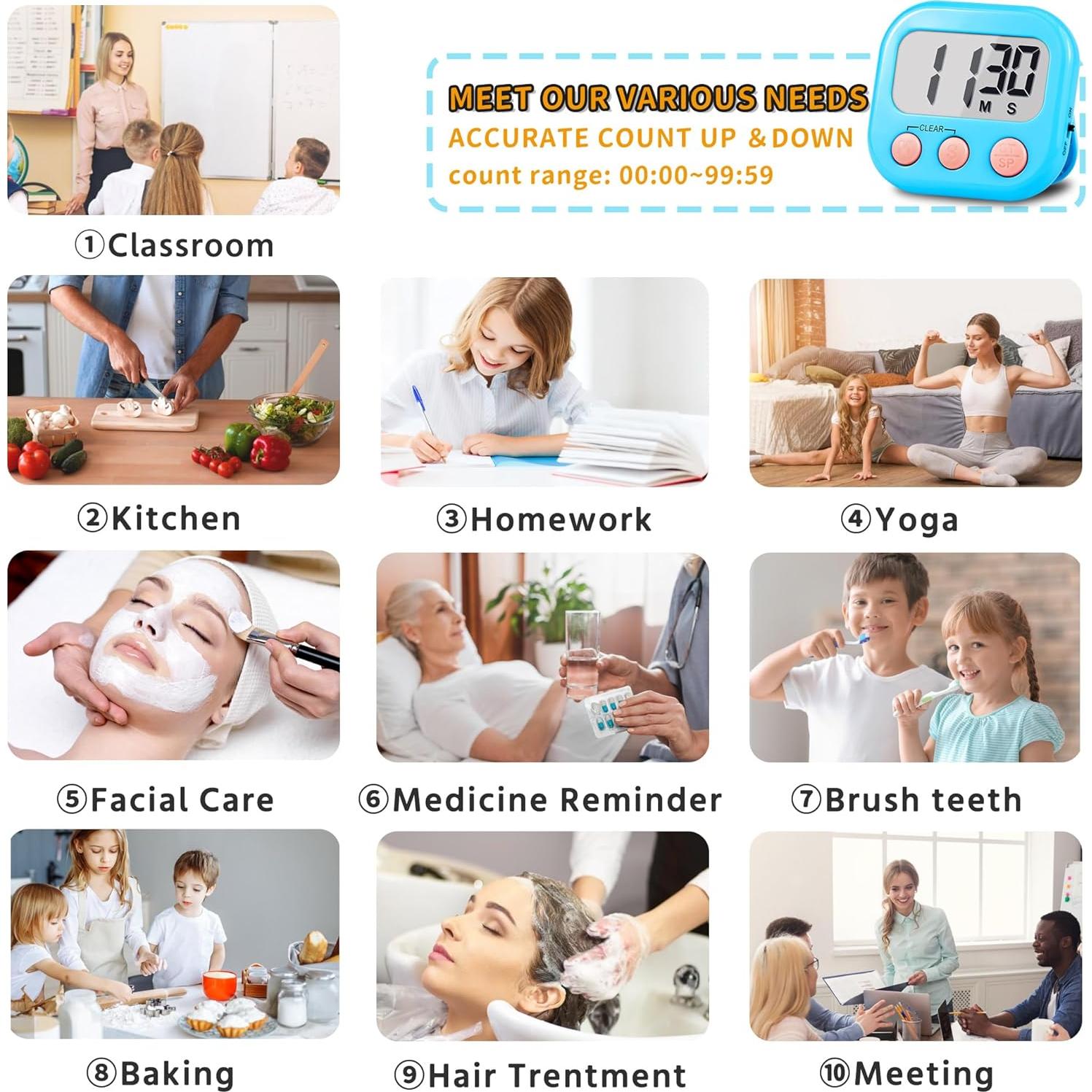 Temporizador Digital Magnético AOUCE 4 Pack Azul Rosa