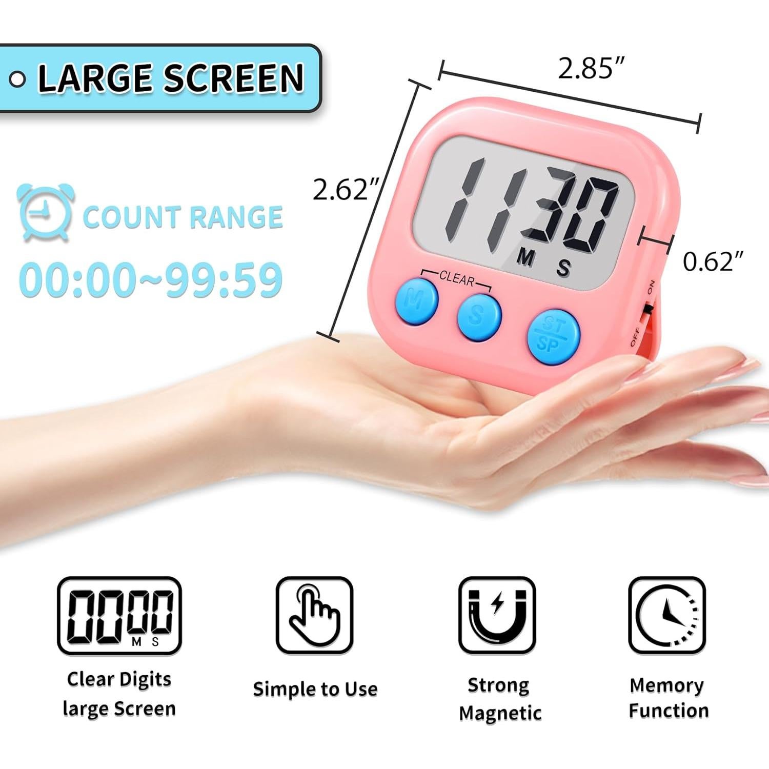 Temporizador Digital Magnético AOUCE 4 Pack Azul Rosa