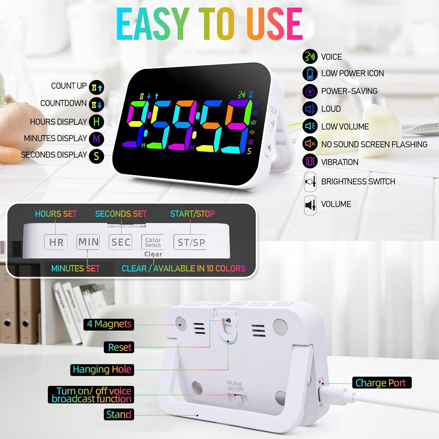 Temporizador Digital TXL Recargable con Pantalla LED RGB