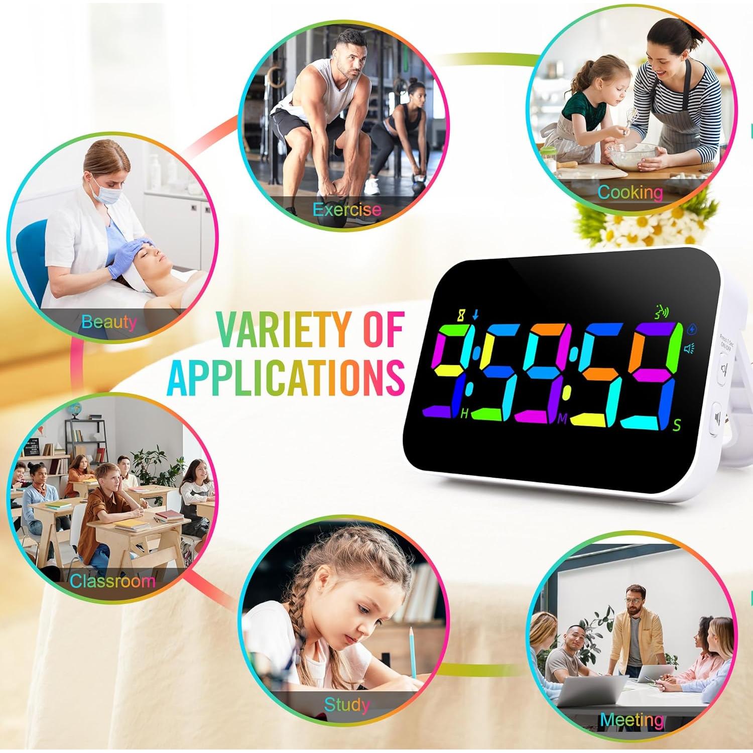 Temporizador Digital TXL Recargable con Pantalla LED RGB