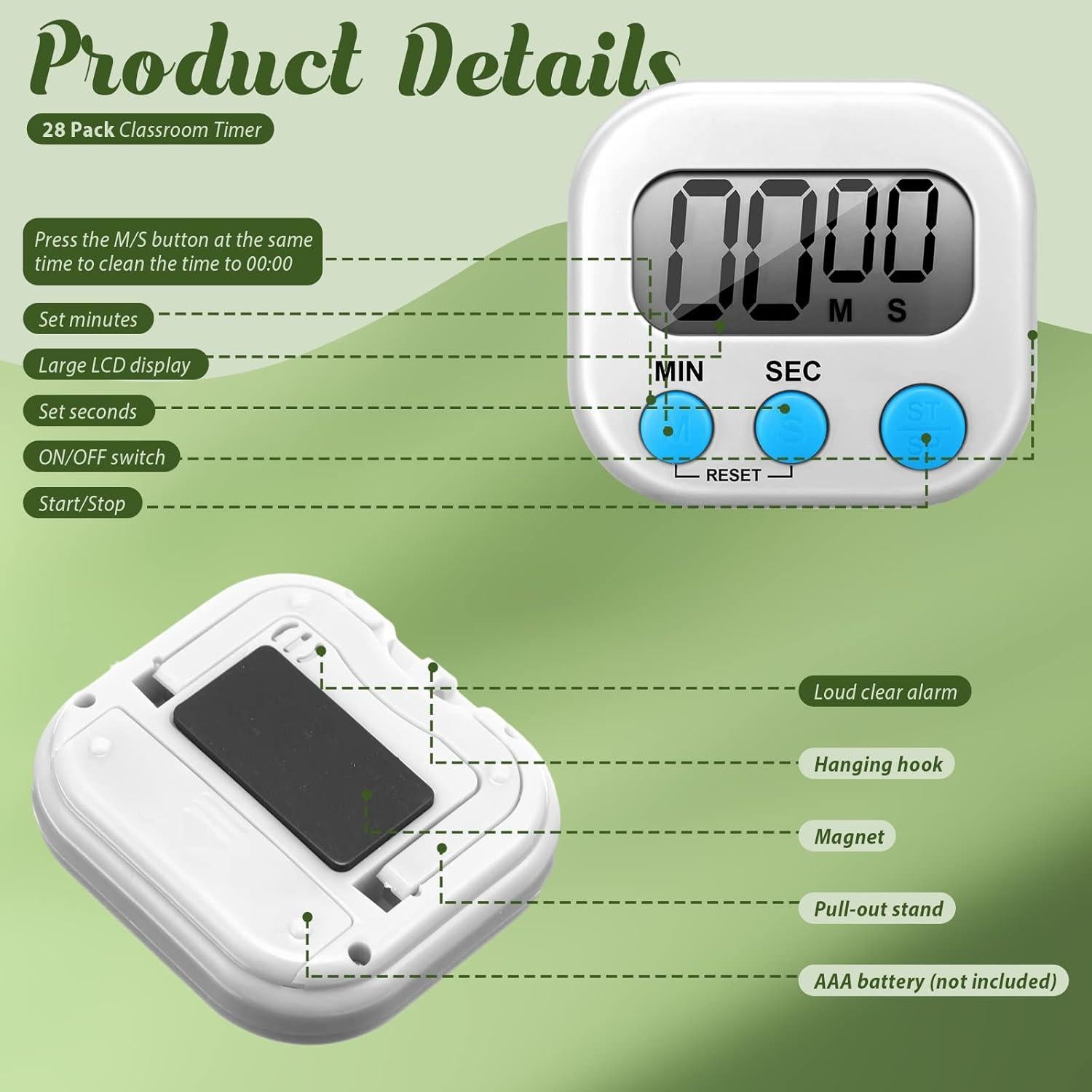 Temporizadores Digitales Xuhal 28 Pcs Magnéticos para Cocina