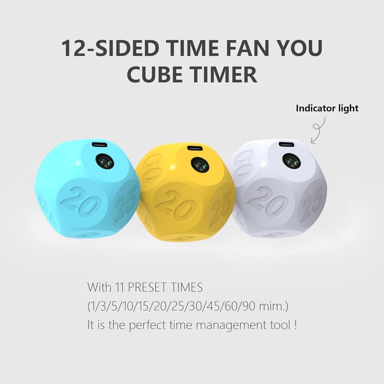 Temporizador de Cocina BEBESIRI Cubo Recargable 60 Minutos Blanco