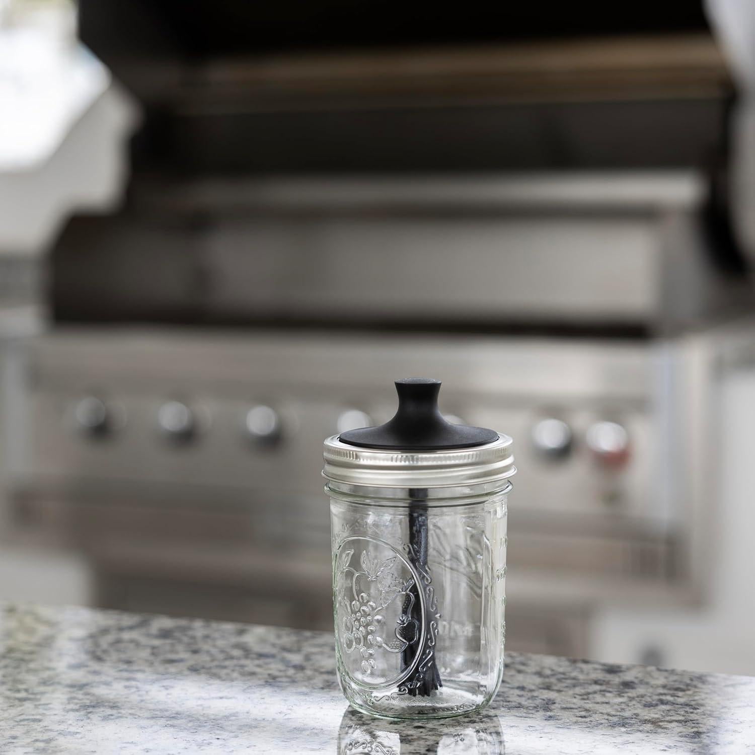 Tapa de Pincel de Silicona Negra Jarware para Tarros Mason Boca Ancha