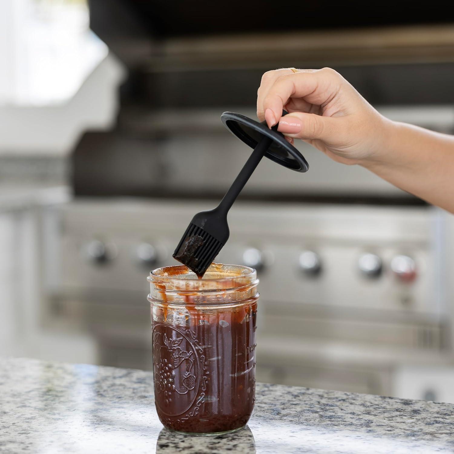 Tapa de Pincel de Silicona Negra Jarware para Tarros Mason Boca Ancha