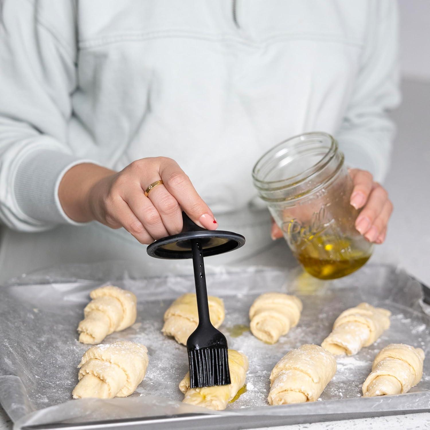 Tapa de Pincel de Silicona Negra Jarware para Tarros Mason Boca Ancha