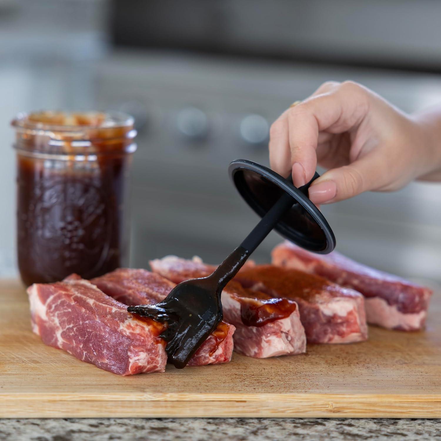 Tapa de Pincel de Silicona Negra Jarware para Tarros Mason Boca Ancha