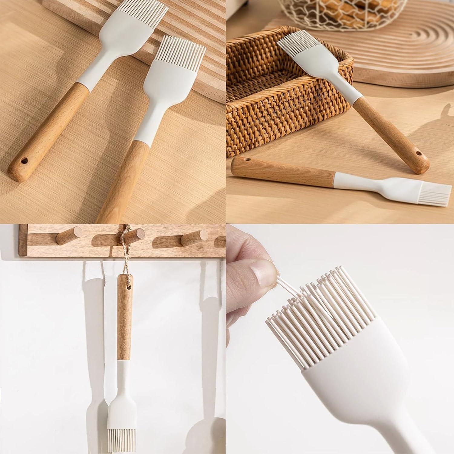 Set 2 Brochas de Silicona Hobbyme con Mango de Madera 23cm