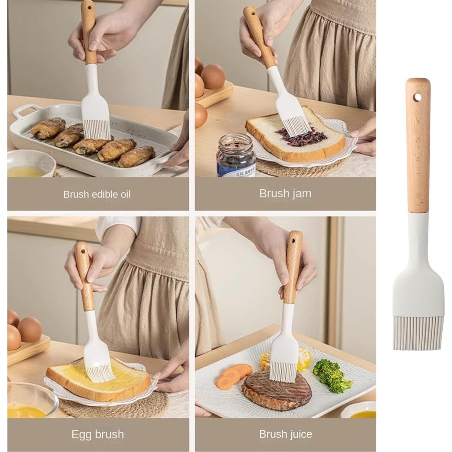 Set 2 Brochas de Silicona Hobbyme con Mango de Madera 23cm