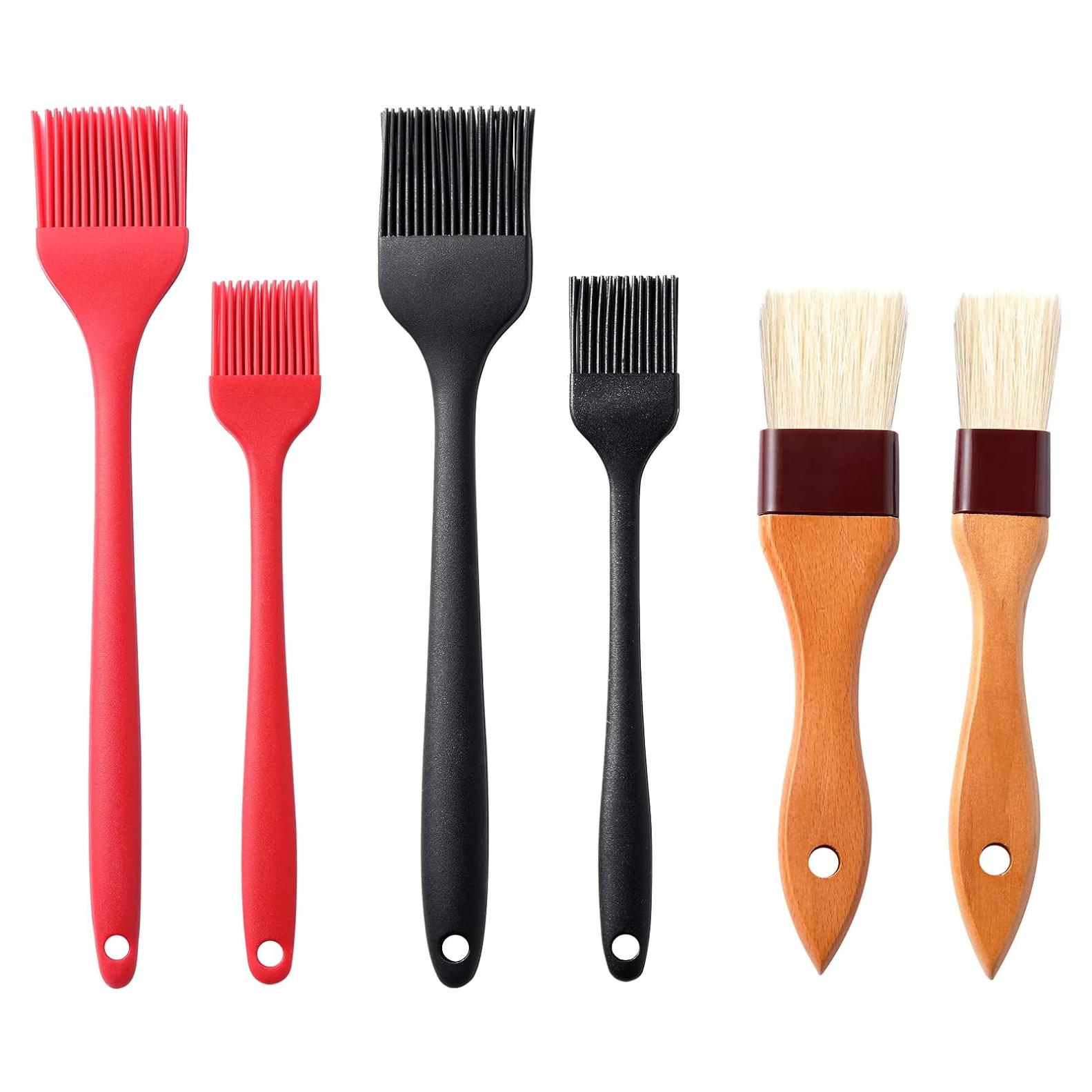 Juego de 4 brochas de silicona Theuzi, 2 de aceite de madera