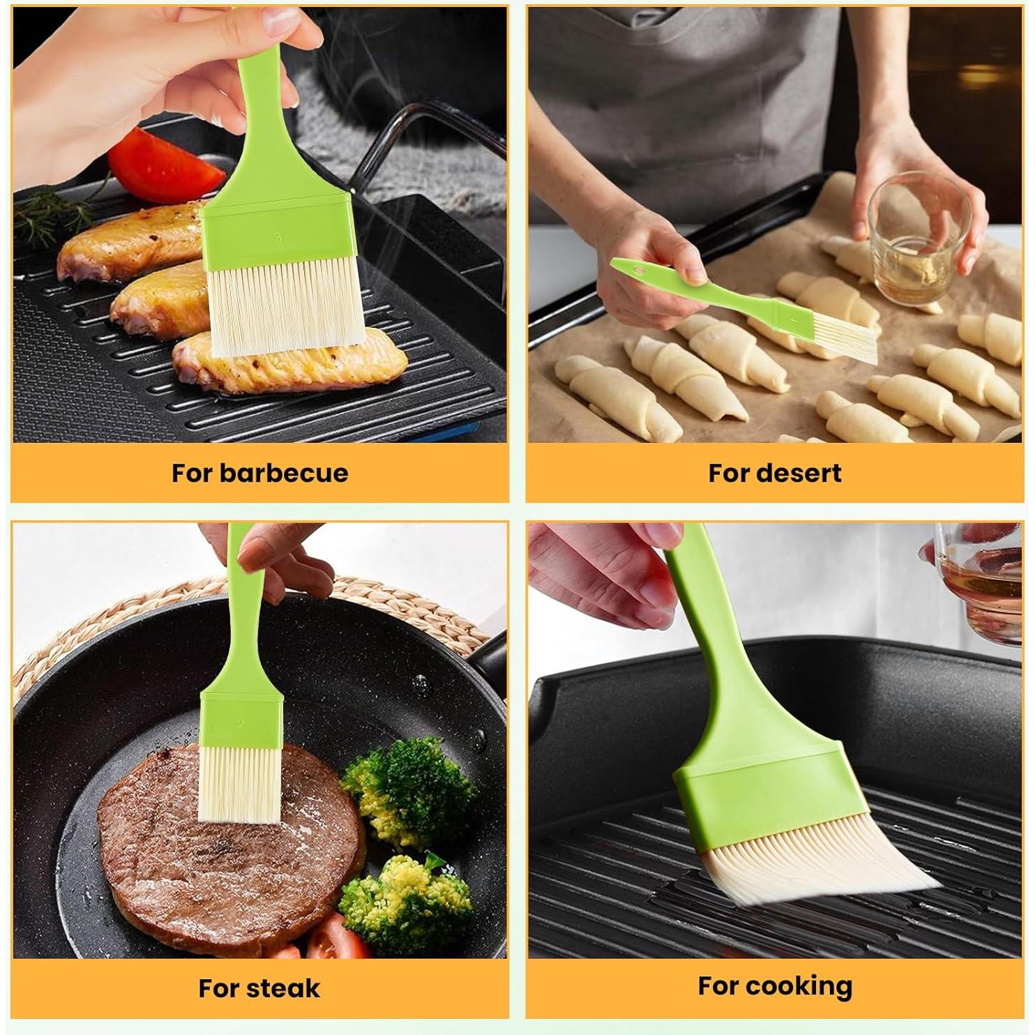 Set de Brochas de Basting GEEKHOM 4 Piezas Verde Resistente al Calor