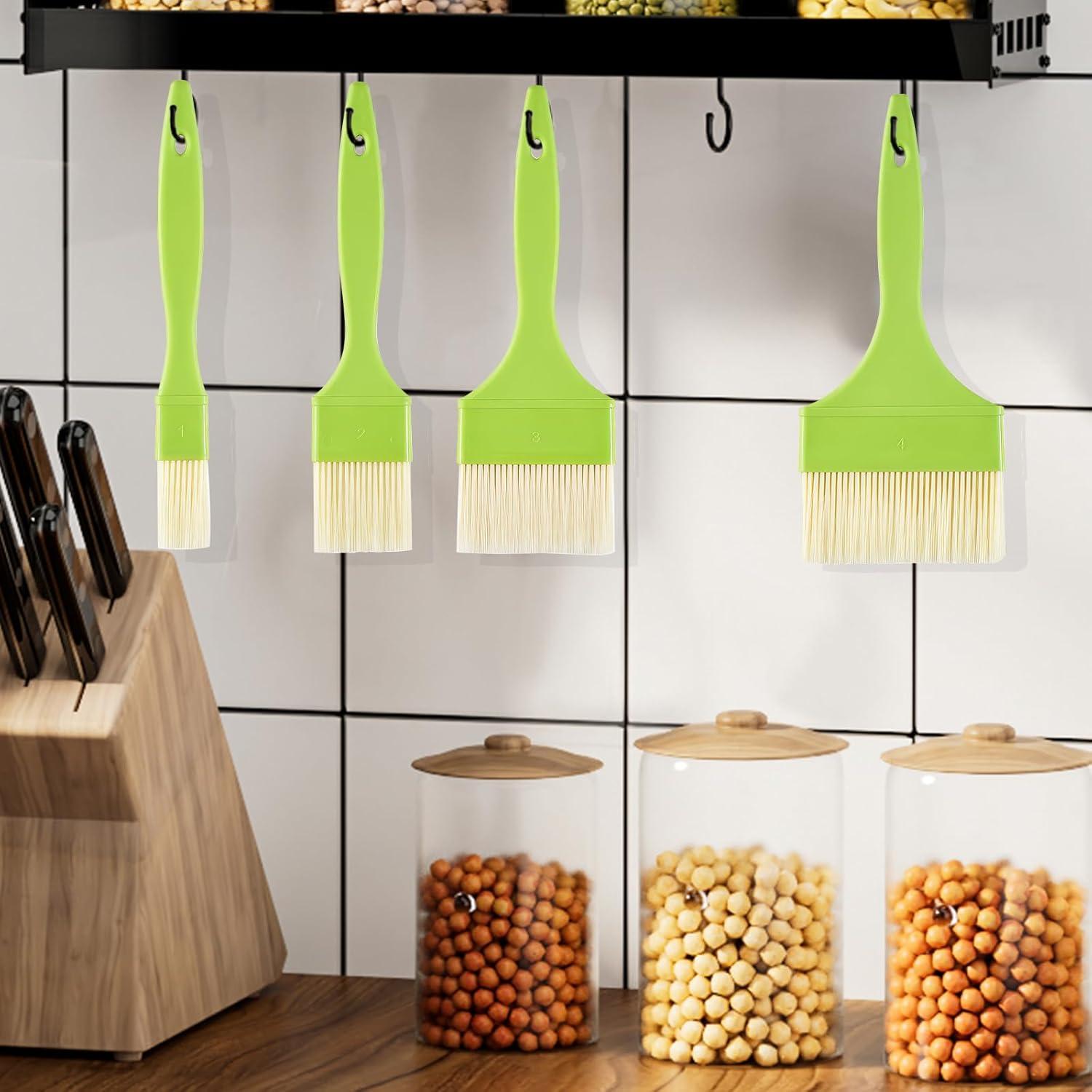 Set de Brochas de Basting GEEKHOM 4 Piezas Verde Resistente al Calor