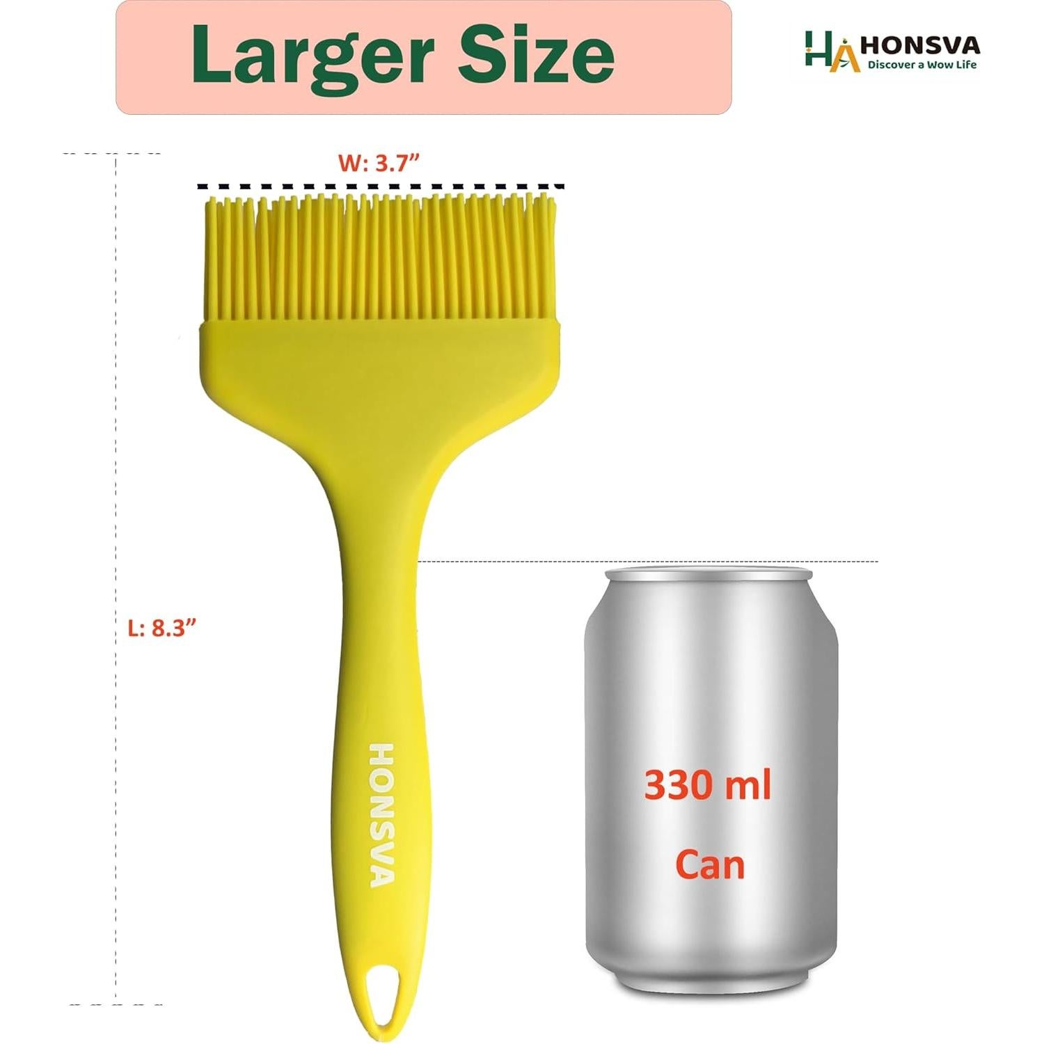 Brocha de Silicona Honsva 21.6 cm Resistente al Calor Amarillo