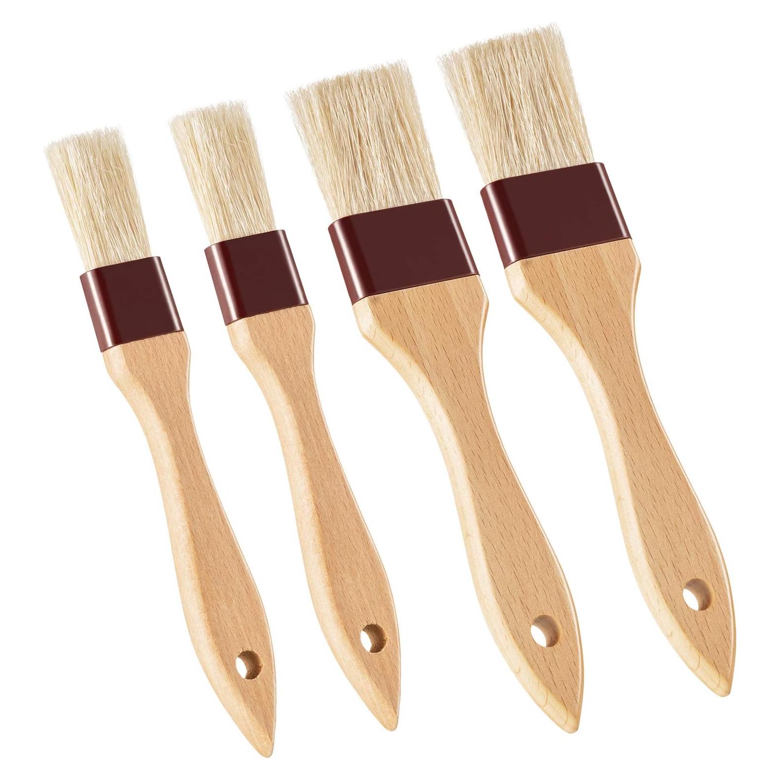 Juego de 4 Cepillos de Pastelería Boao de Cerda Natural 2.54 y 3.81 cm