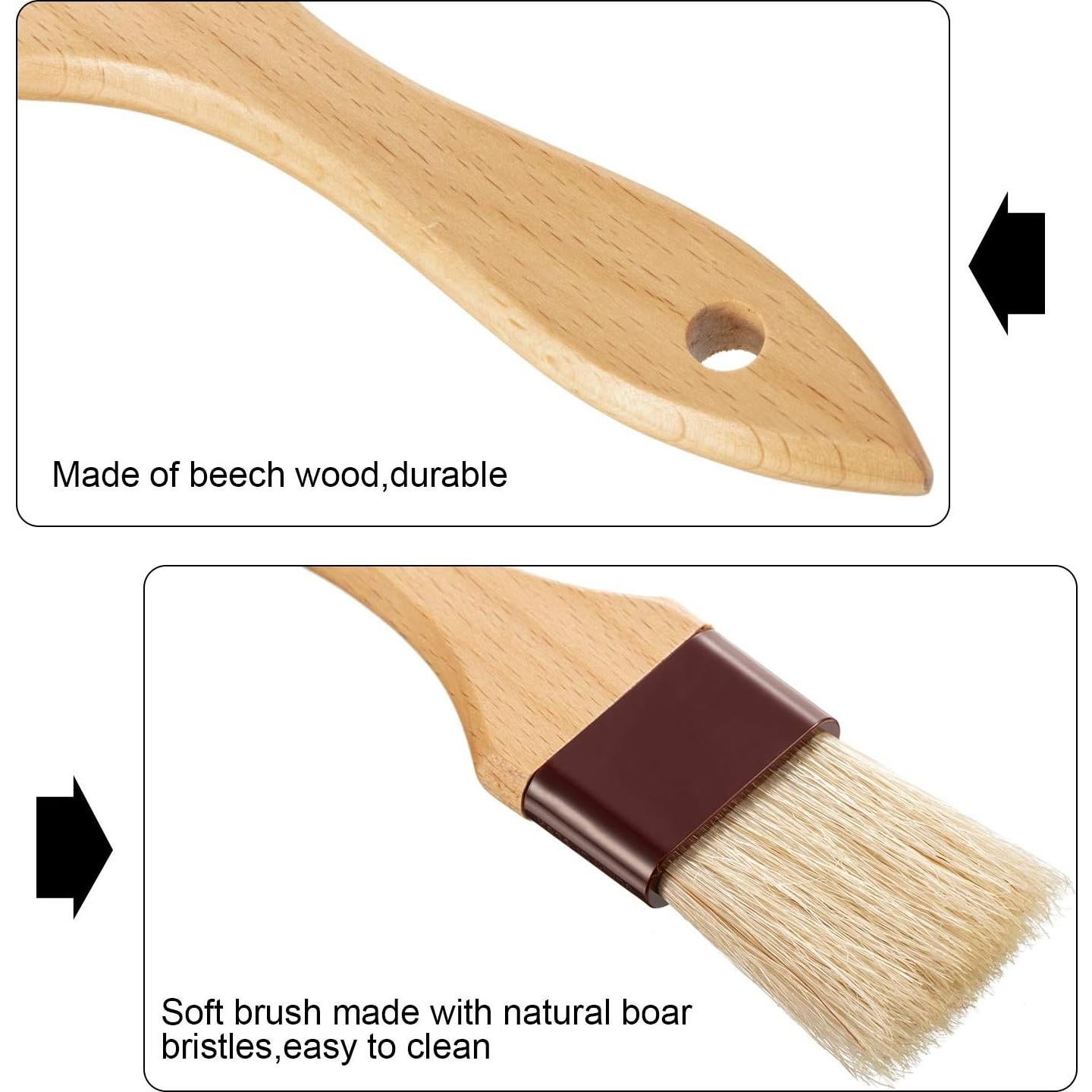 Juego de 4 Cepillos de Pastelería Boao de Cerda Natural 2.54 y 3.81 cm