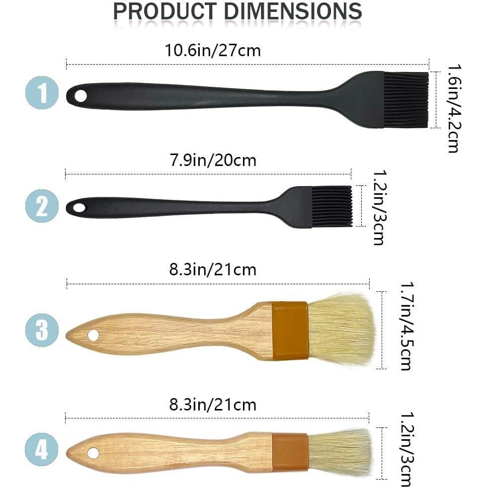 Paquete de 4 Pinceles de Cocina Qoaimu - Silicona y Jabalí