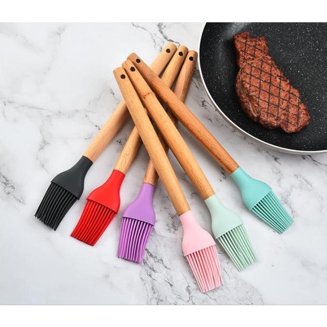 Brocha de Silicona ASEANAO con Mango de Madera 27.94cm Verde Claro