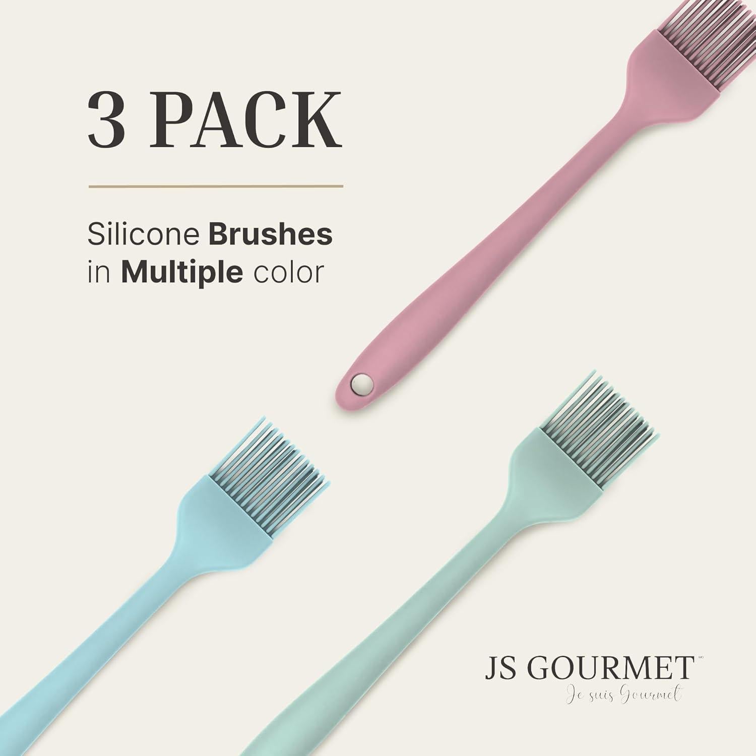 Juego de Brochas de Silicona JS Gourmet - 3 Piezas para Cocina