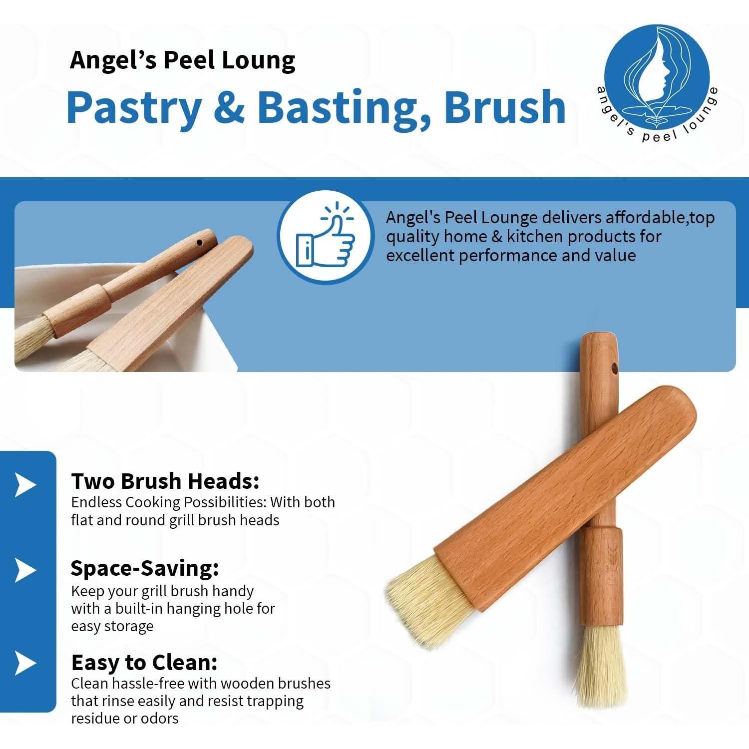 Brochas de Pastelería Angel's Peel Lounge - 2 Piezas, Madera