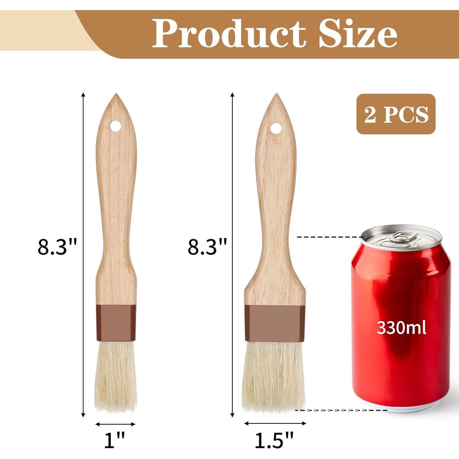 Set de 2 Brochas de Pastelería MOWPOG - Cerda Natural 2.54 y 3.81 cm