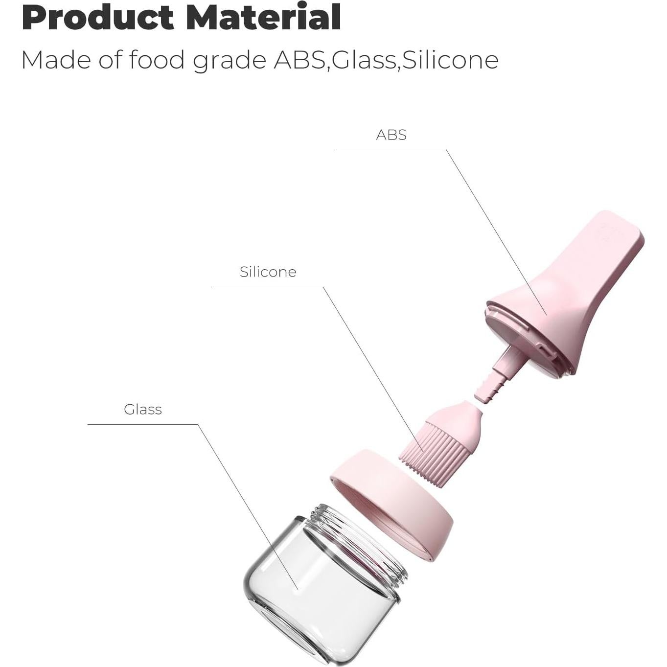 Dispensador de Aceite Zuutii 130ml con Brocha de Silicona Rosa