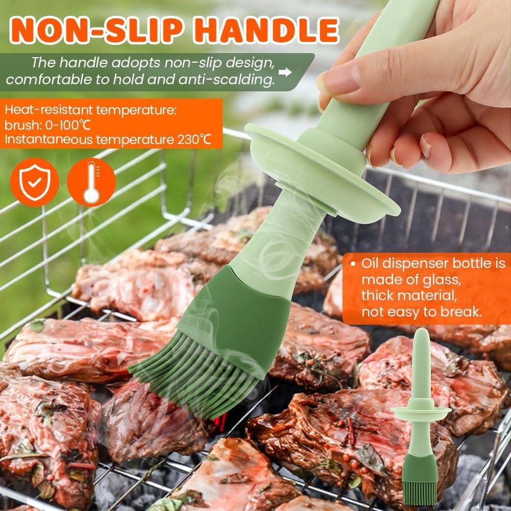 Dispensador de Aceite Tookie 200ml con Brocha Silicona Verde