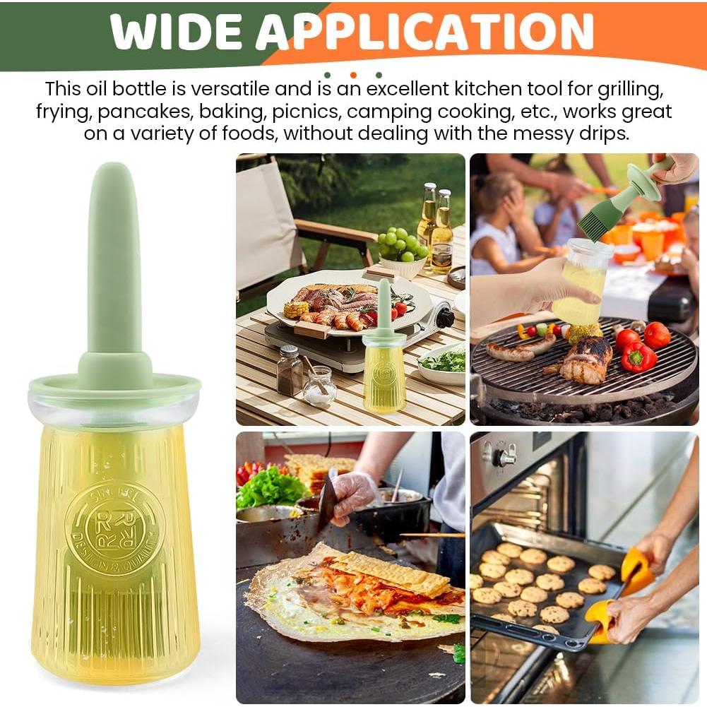 Dispensador de Aceite Tookie 200ml con Brocha Silicona Verde