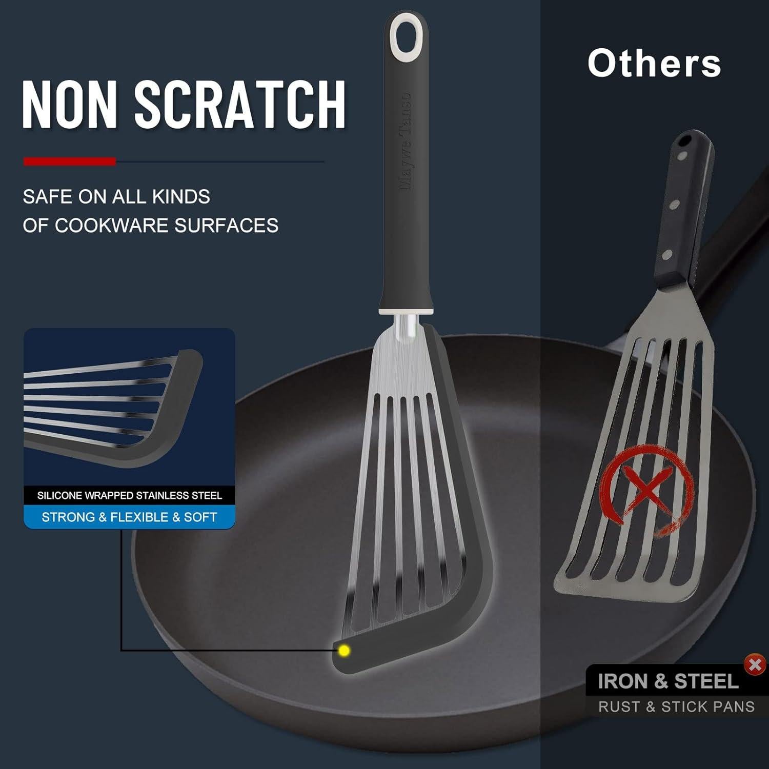 Espátula de Pescado Maywe Tanso de Silicona 33 cm Negra