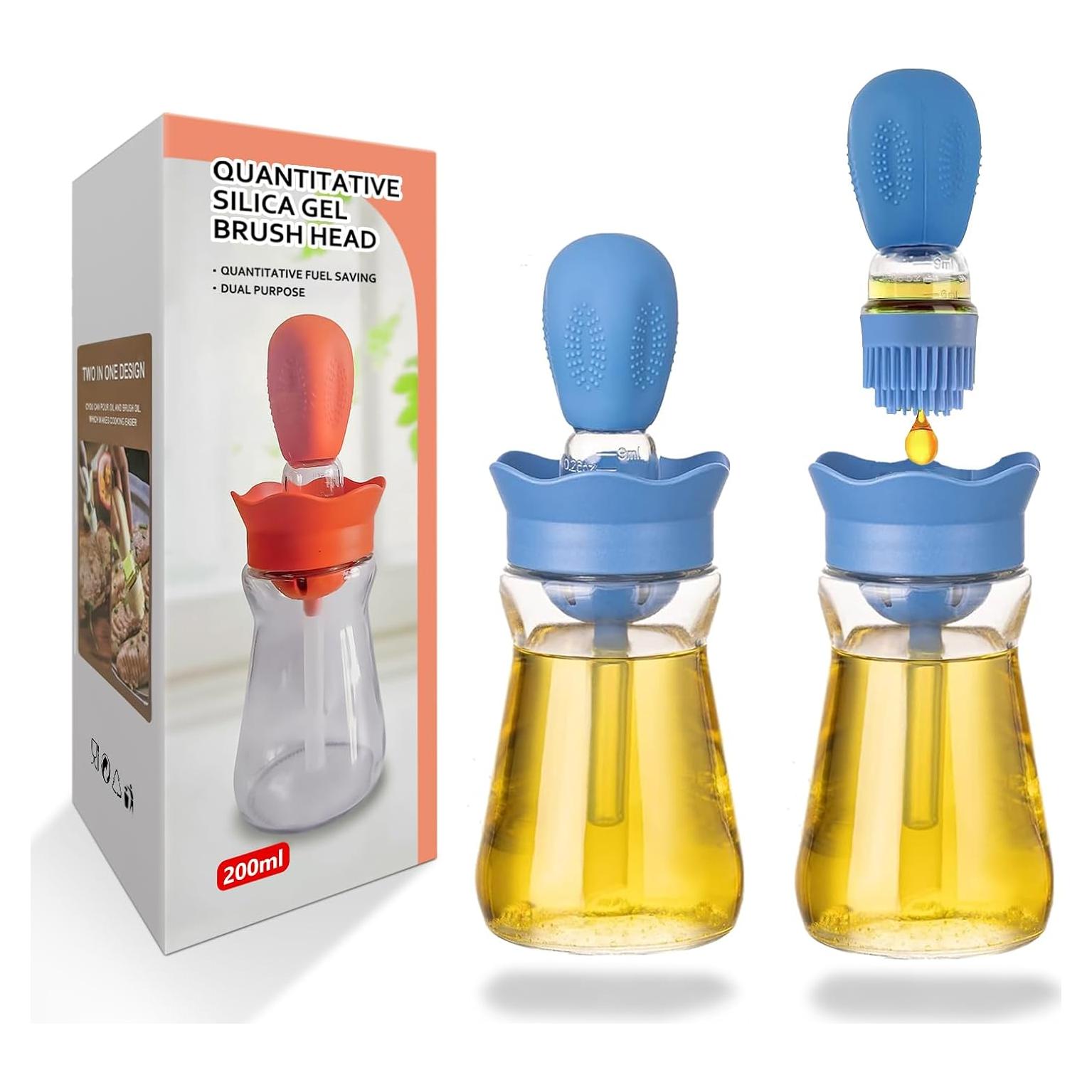 Dispensador de Aceite 2 en 1 BENTFINE 200ML Vidrio Azul