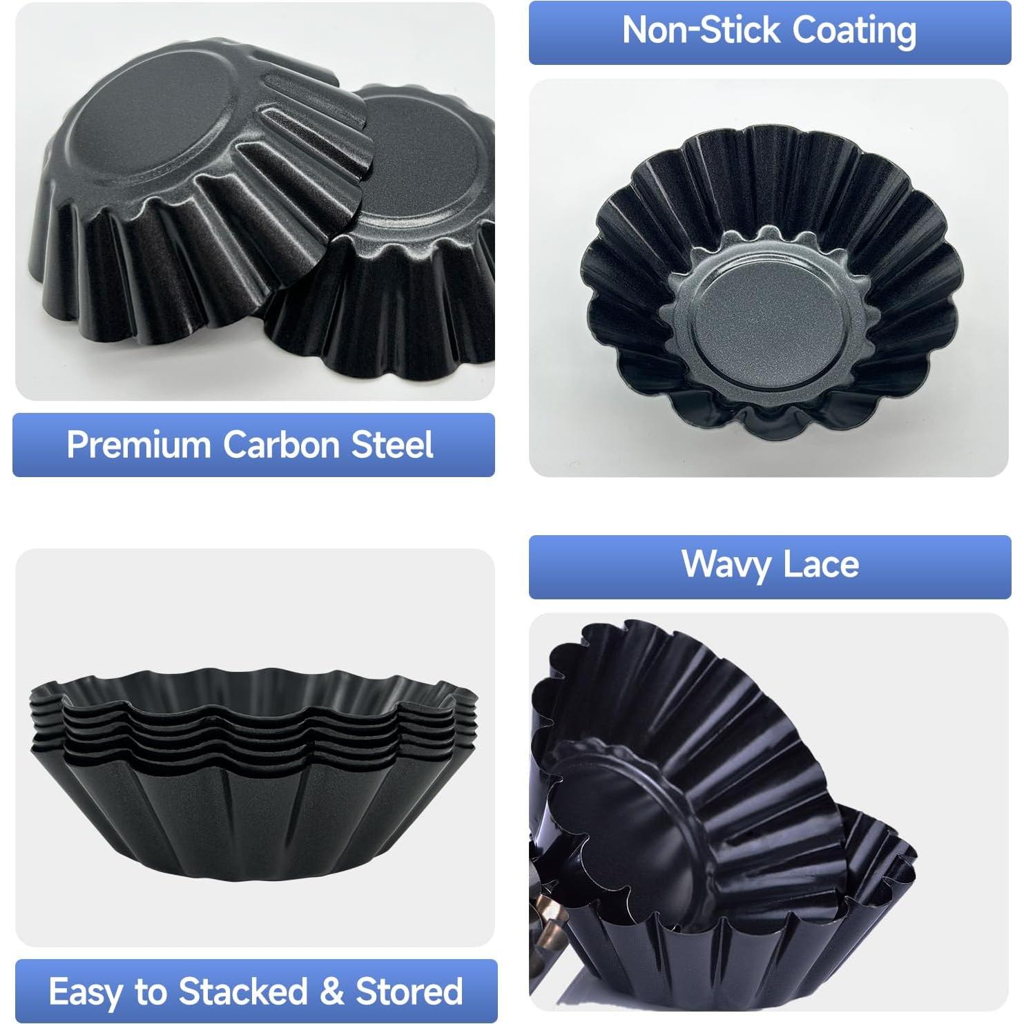 12 Moldes para Tartas de Huevo Urxirha 7.6 cm Antiadherentes