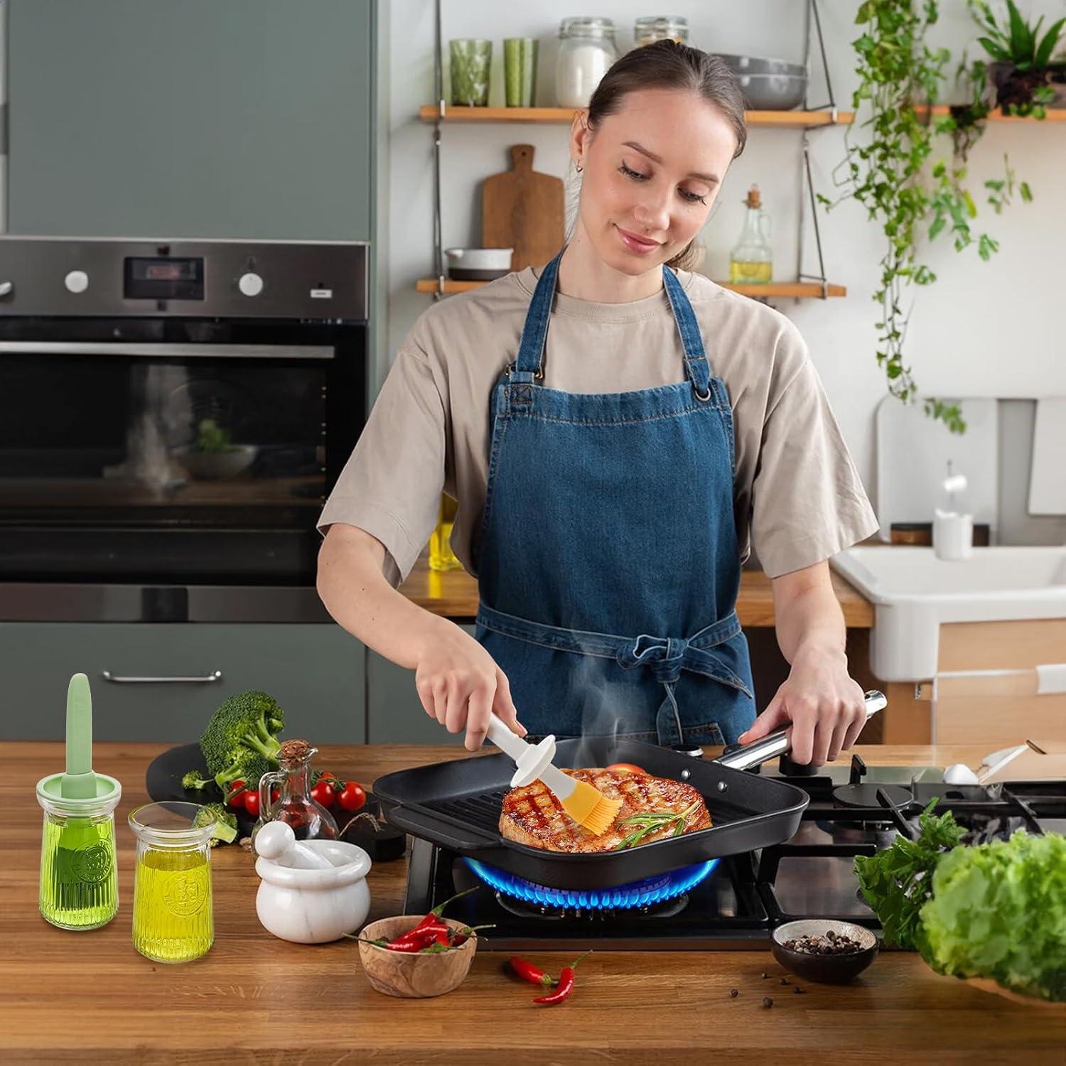 Paquete de 3 dispensadores de aceite YIMITEE 200 ml con brocha