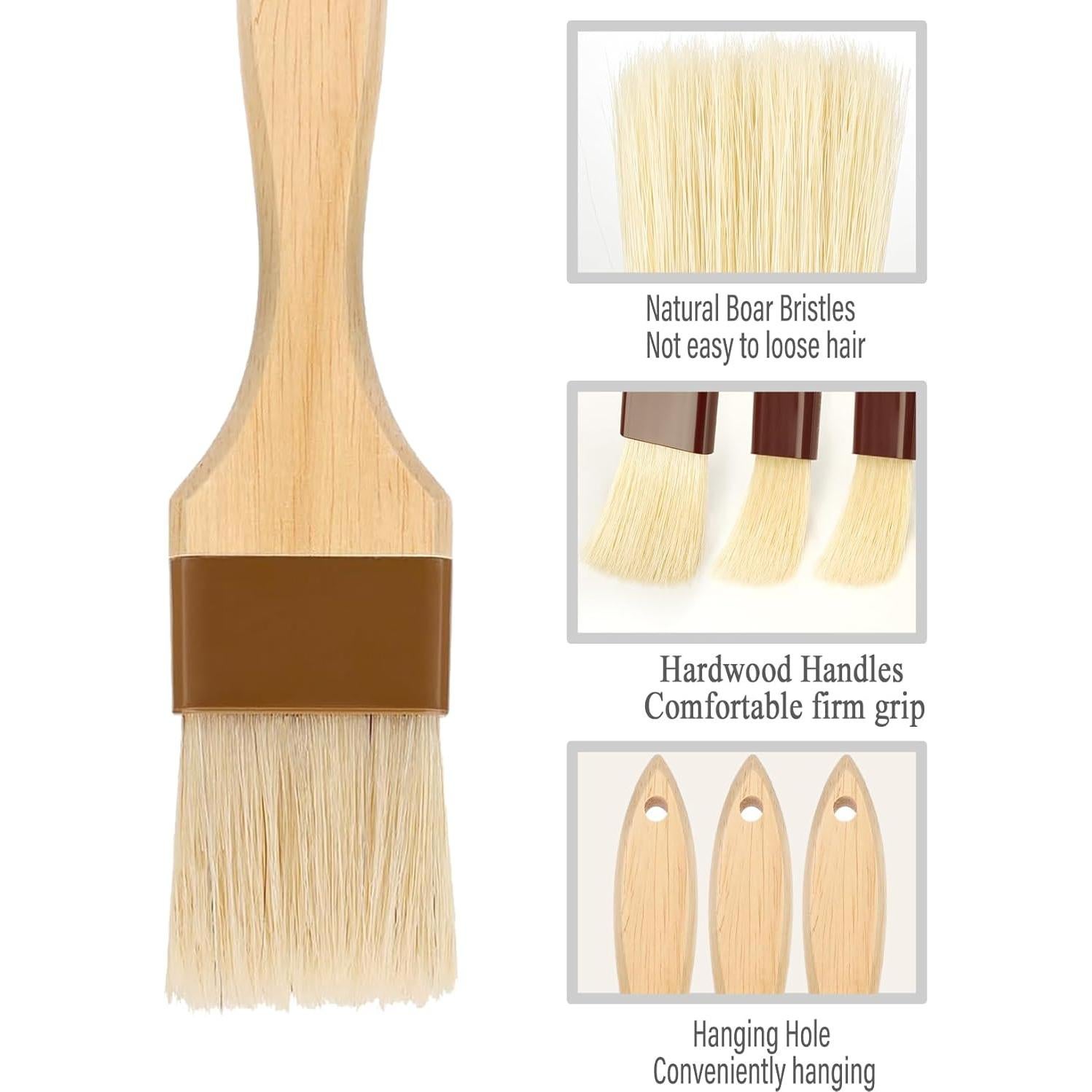 Brocha de Pastelería NXRACSH 5 cm, 2 Unidades, Cerda Natural