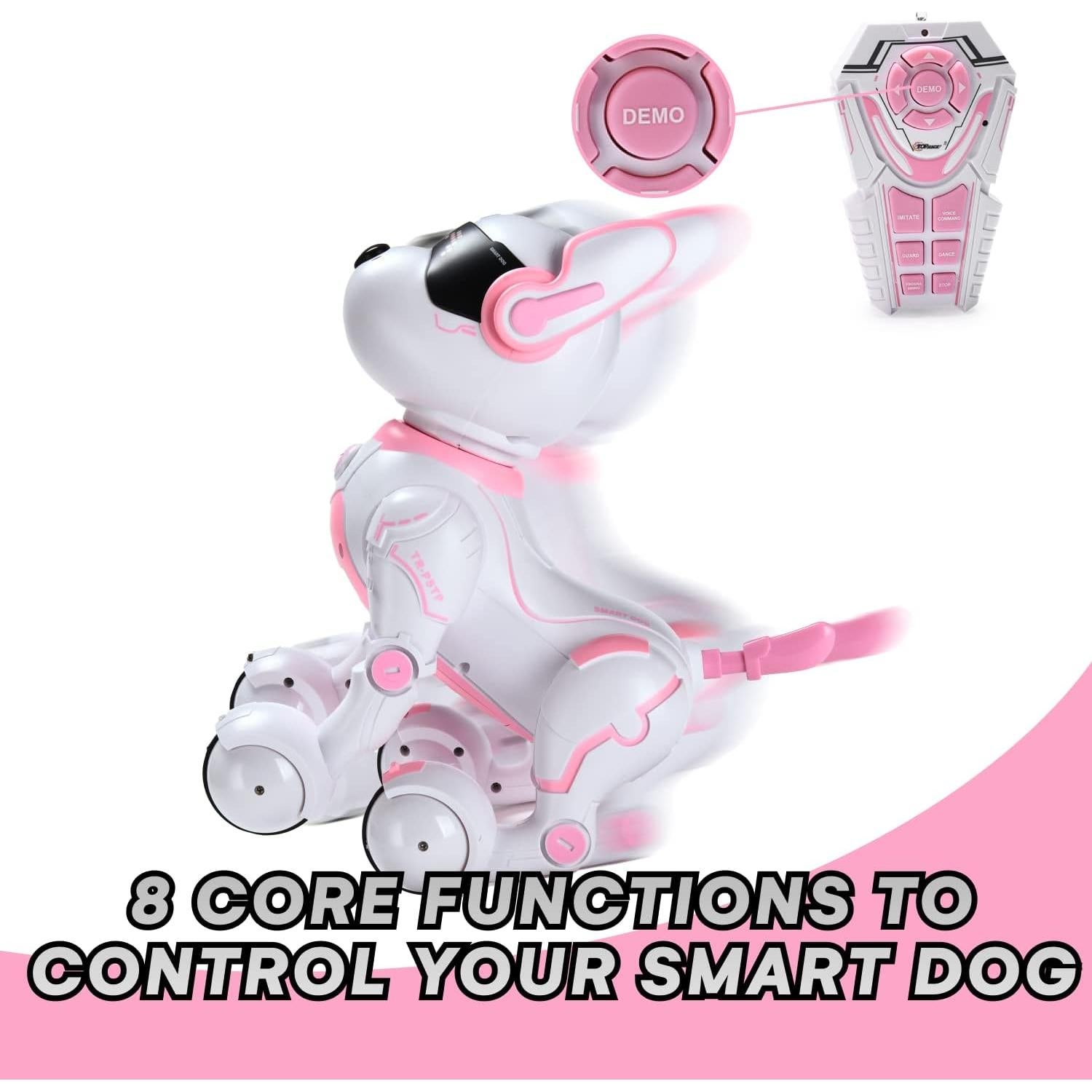 Perro Robot Rosa Top Race TR-P5T Interactivo para Niños
