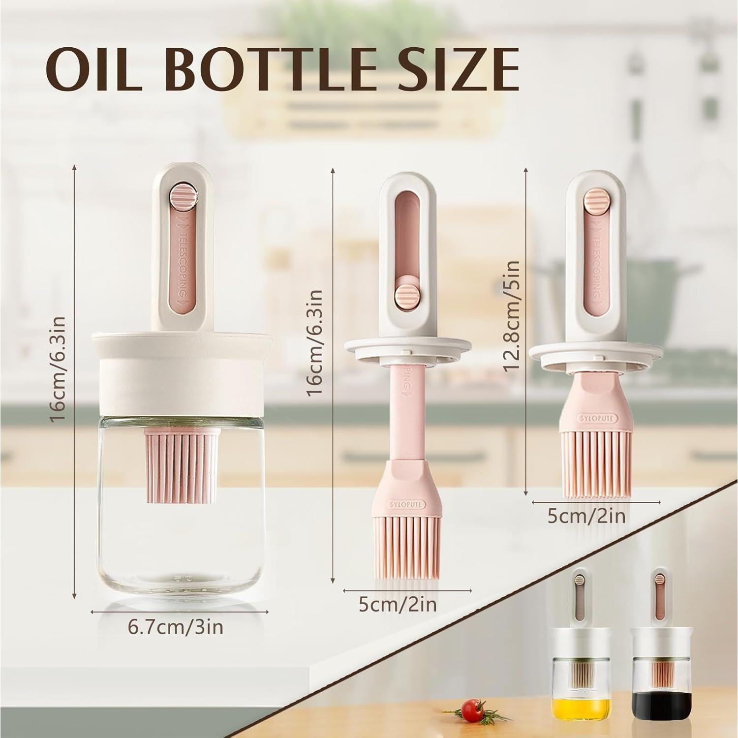 Dispensador de Aceite con Brocha Sekonow 150ml Vidrio Silicona