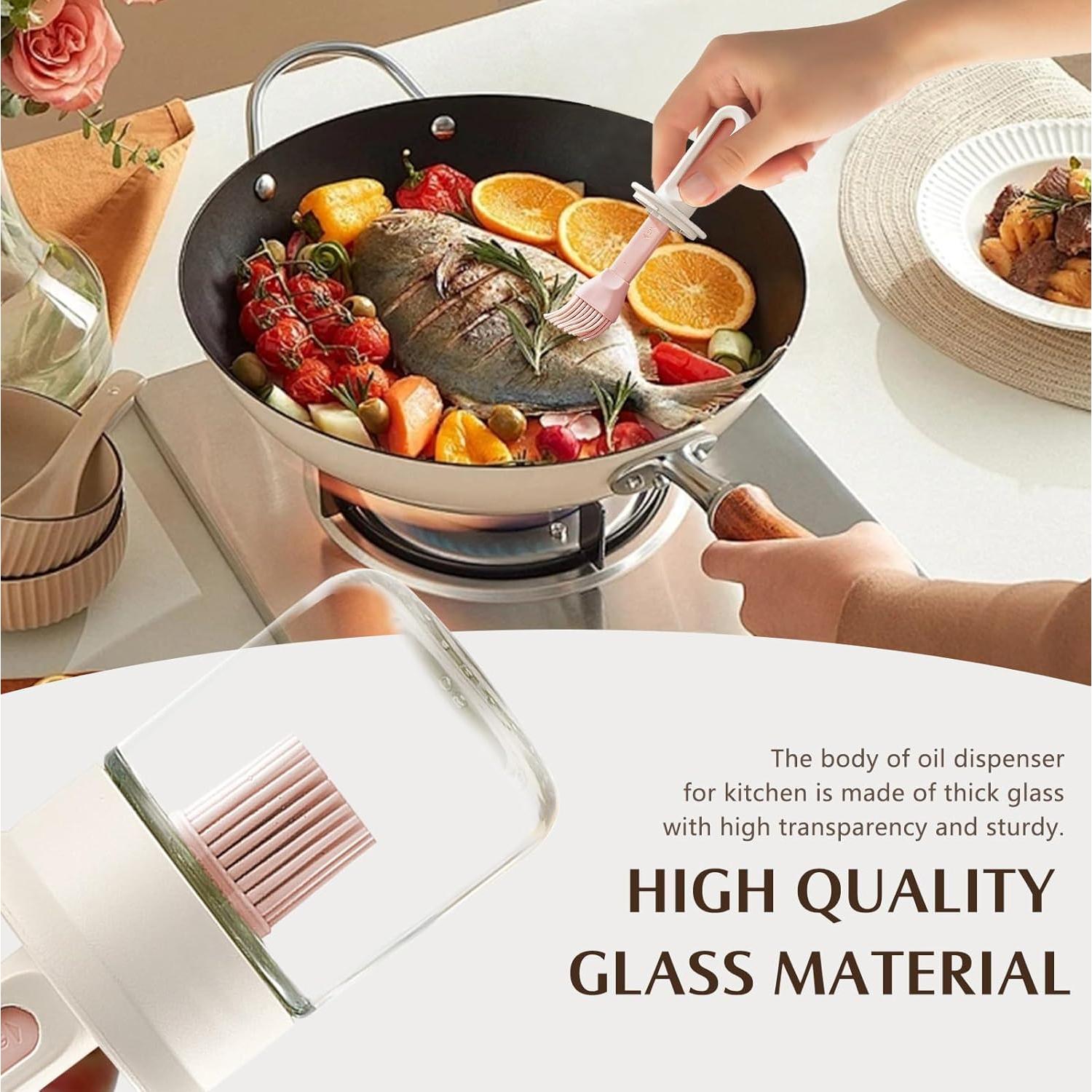 Dispensador de Aceite con Brocha Sekonow 150ml Vidrio Silicona