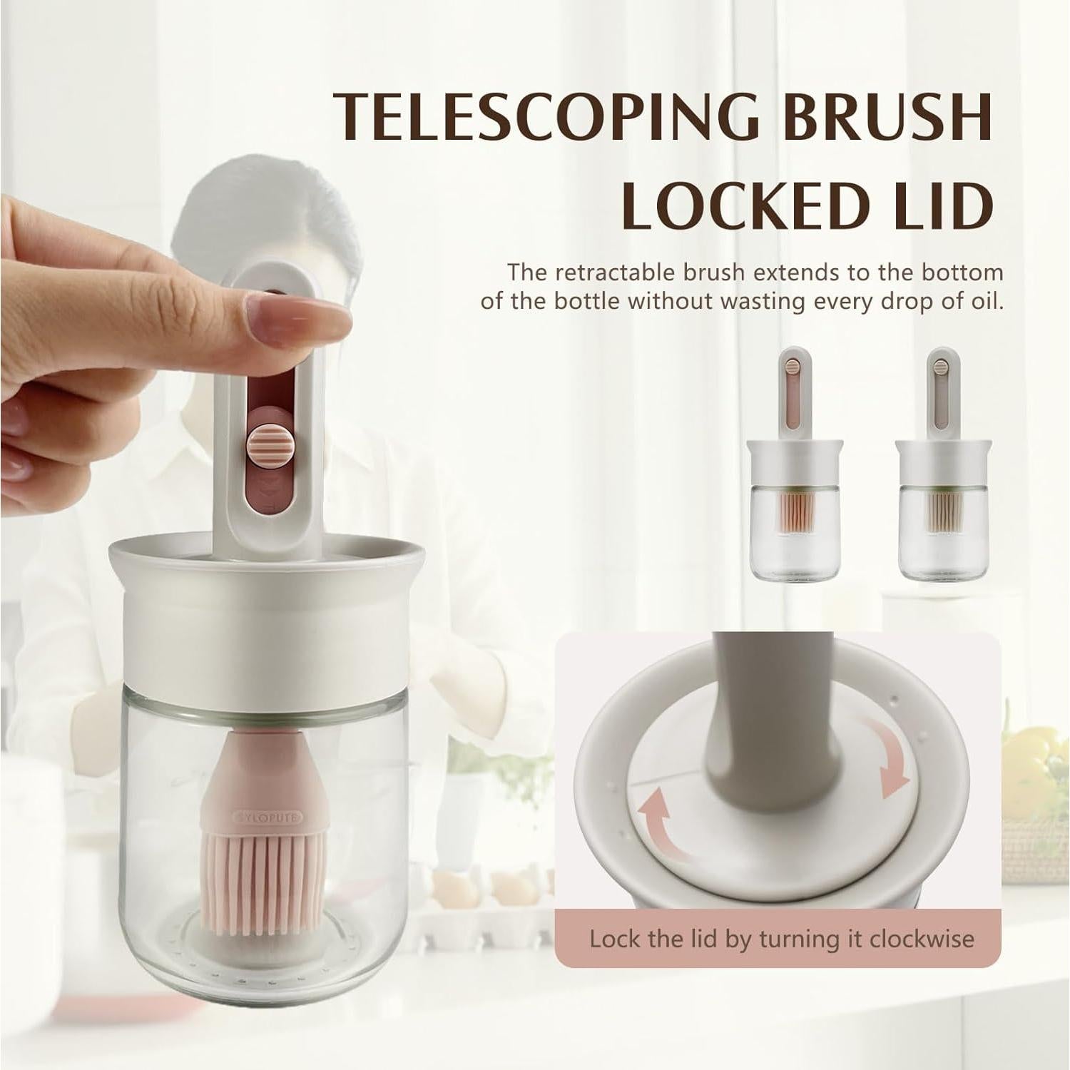 Dispensador de Aceite con Brocha Sekonow 150ml Vidrio Silicona