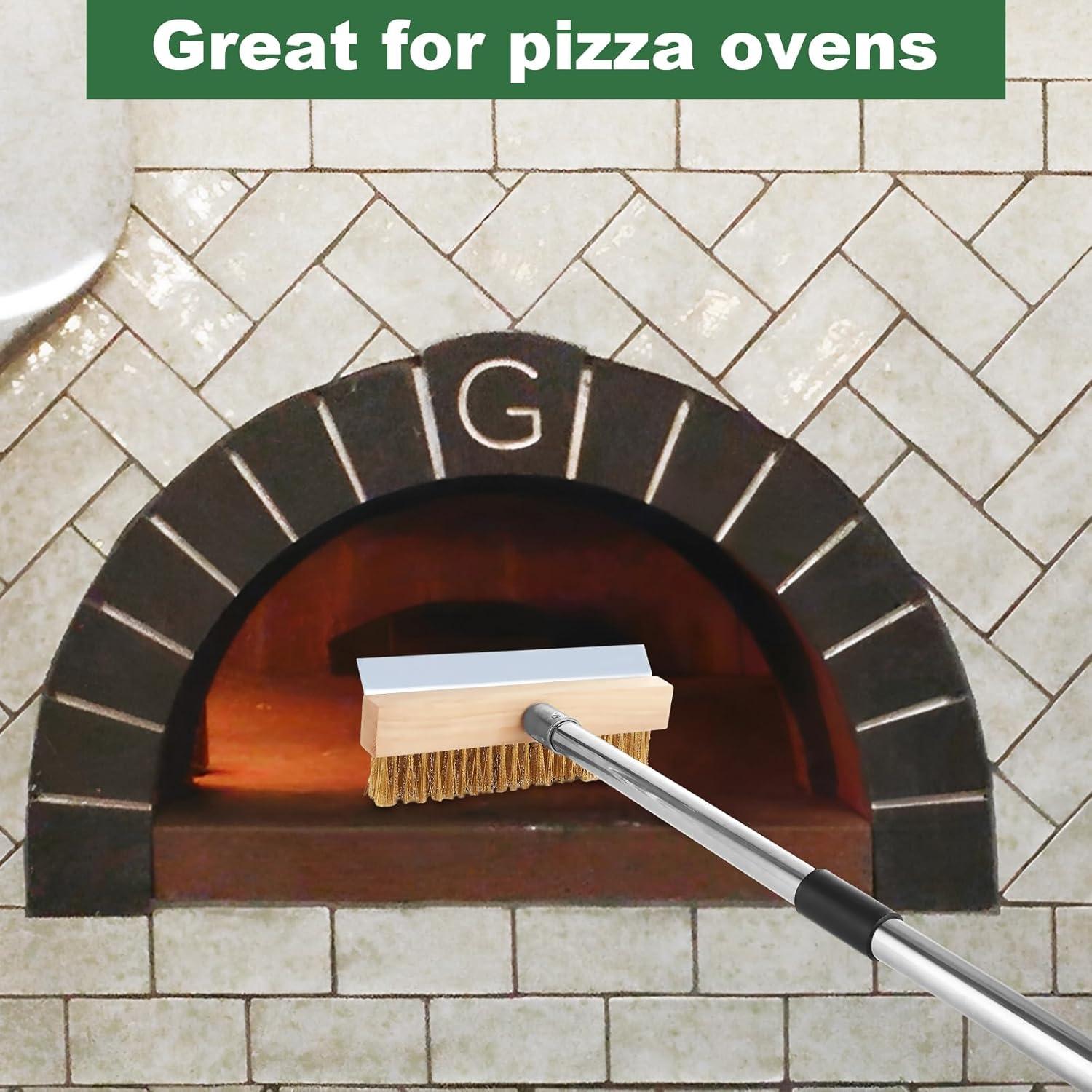Cepillo de Horno de Pizza ACXFOND con Raspador y Mango Desmontable