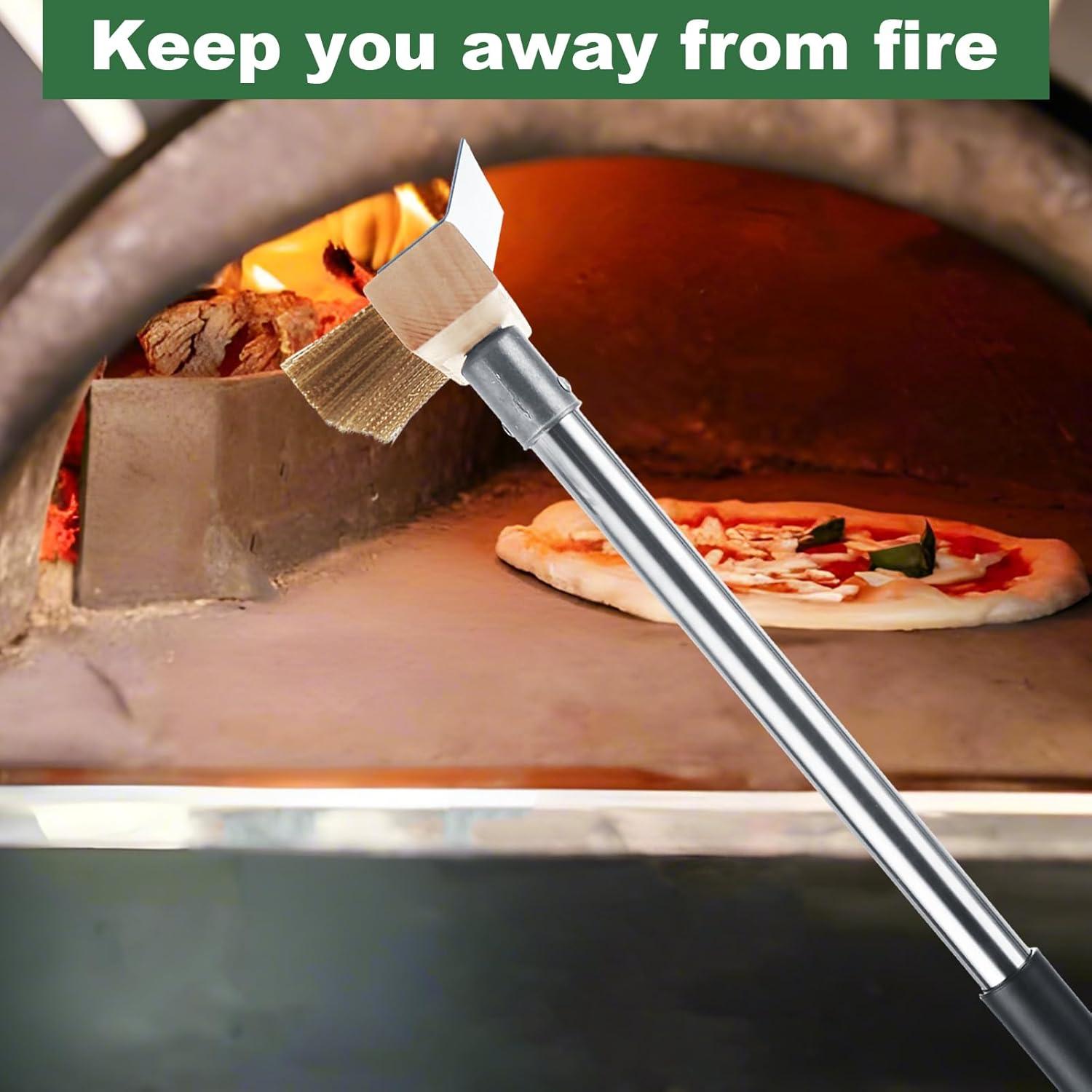 Cepillo de Horno de Pizza ACXFOND con Raspador y Mango Desmontable