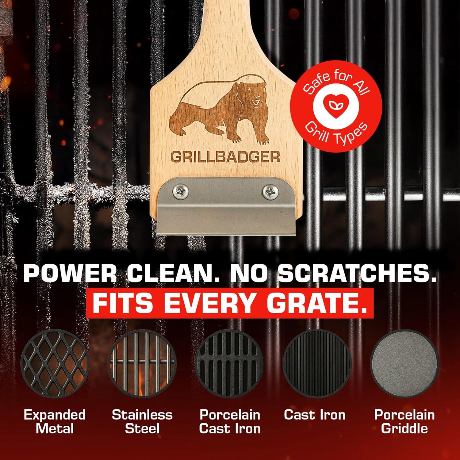 Cepillo de Parrilla GRILLBADGER Sin Cerdas Metálicas 45.7cm