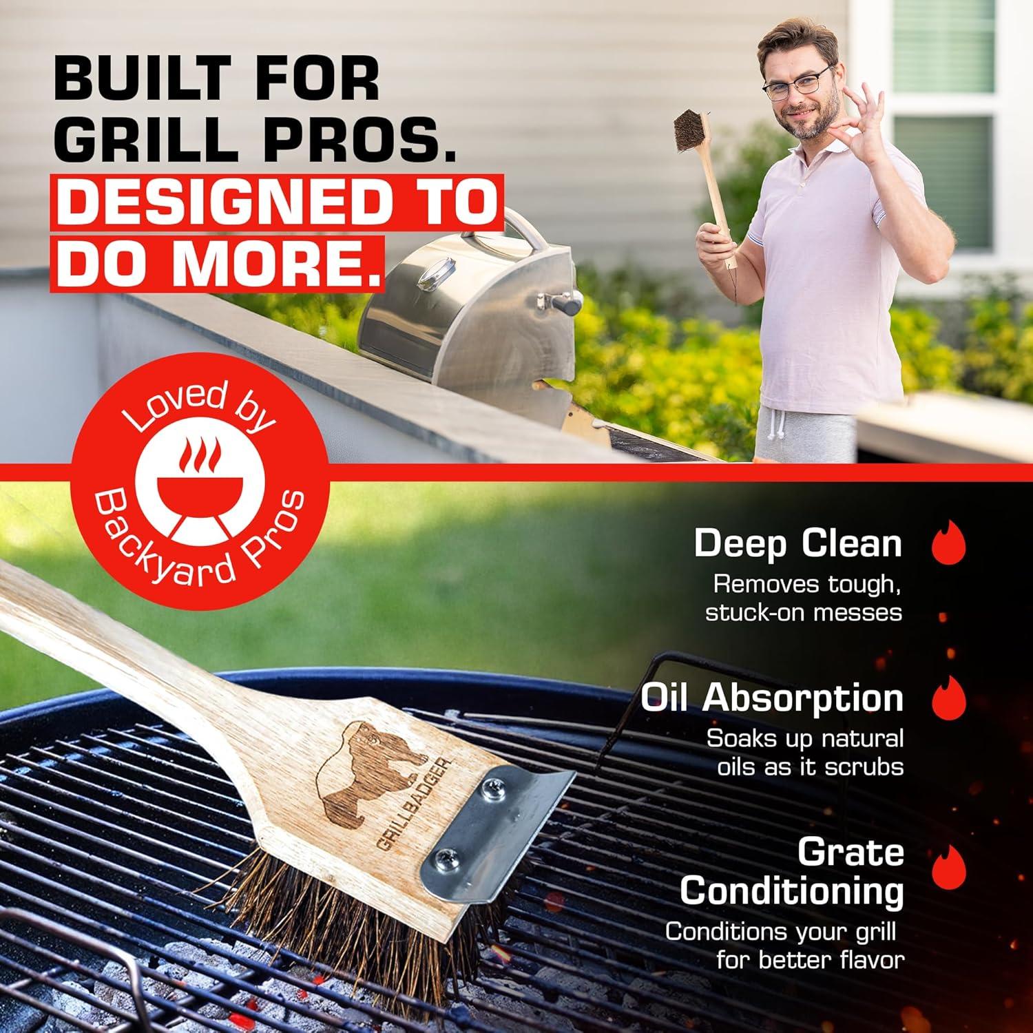 Cepillo de Parrilla GRILLBADGER Sin Cerdas Metálicas 45.7cm