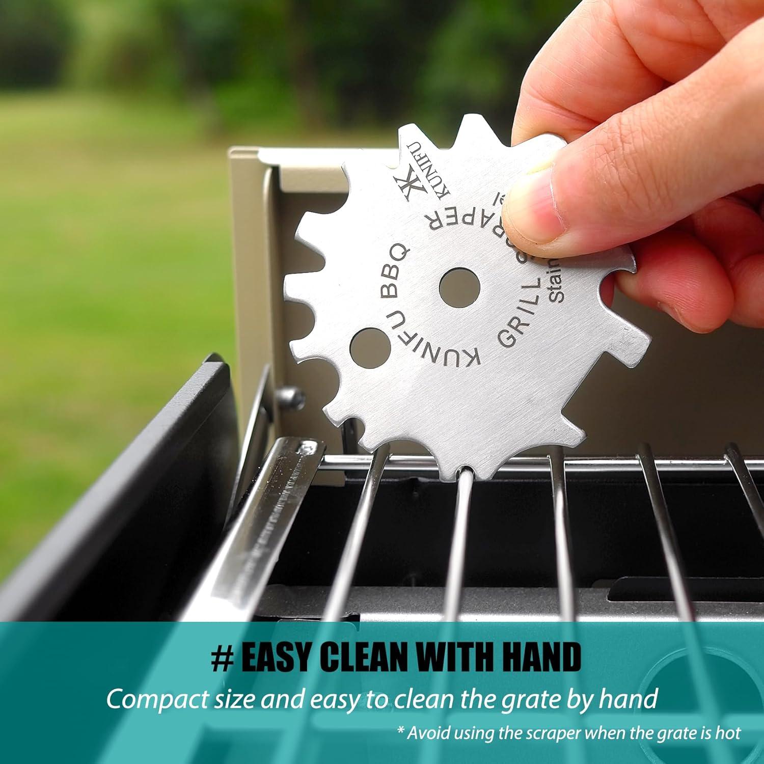 Raspador de BBQ KUNIFU de Acero Inoxidable, Sin Cerda, Portátil