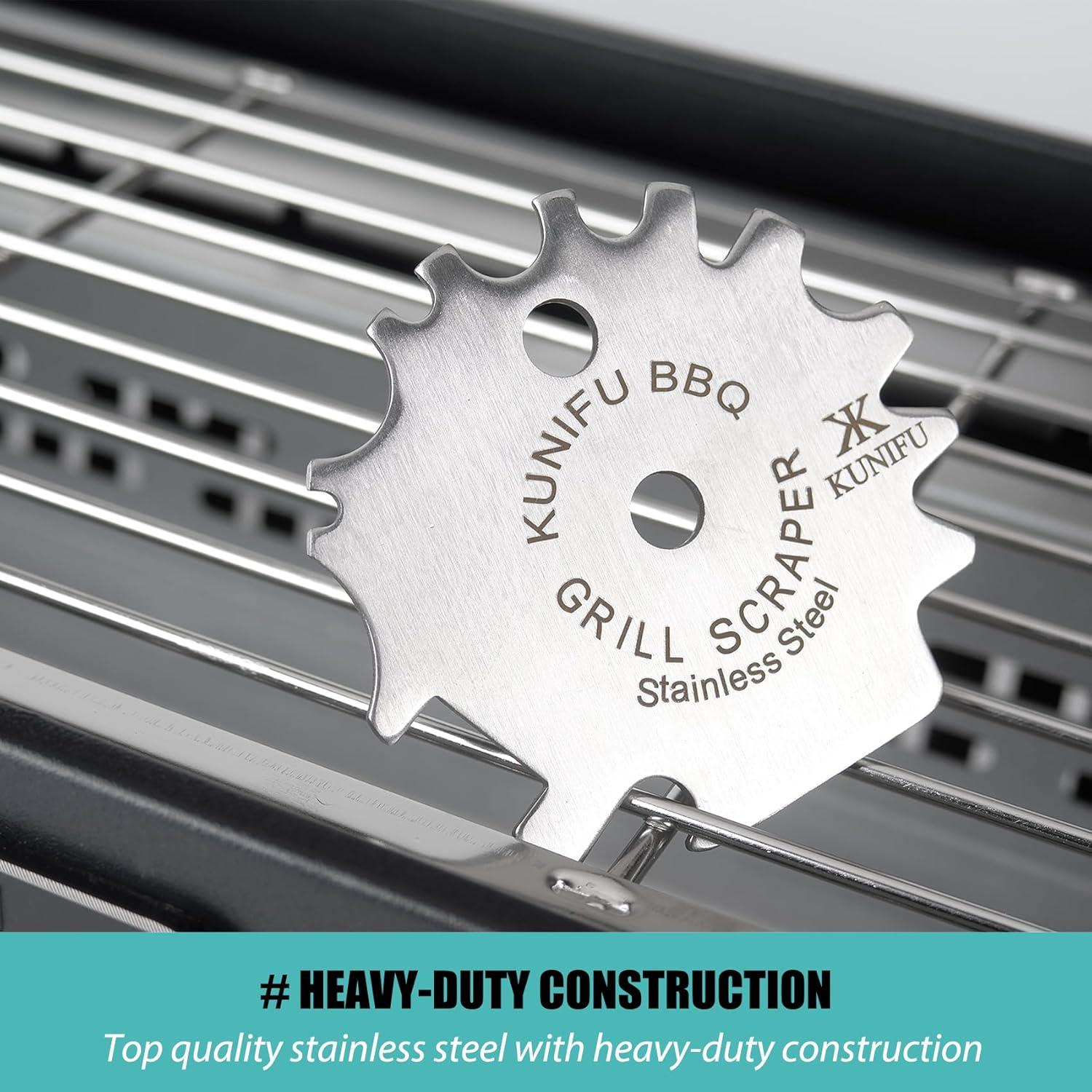 Raspador de BBQ KUNIFU de Acero Inoxidable, Sin Cerda, Portátil