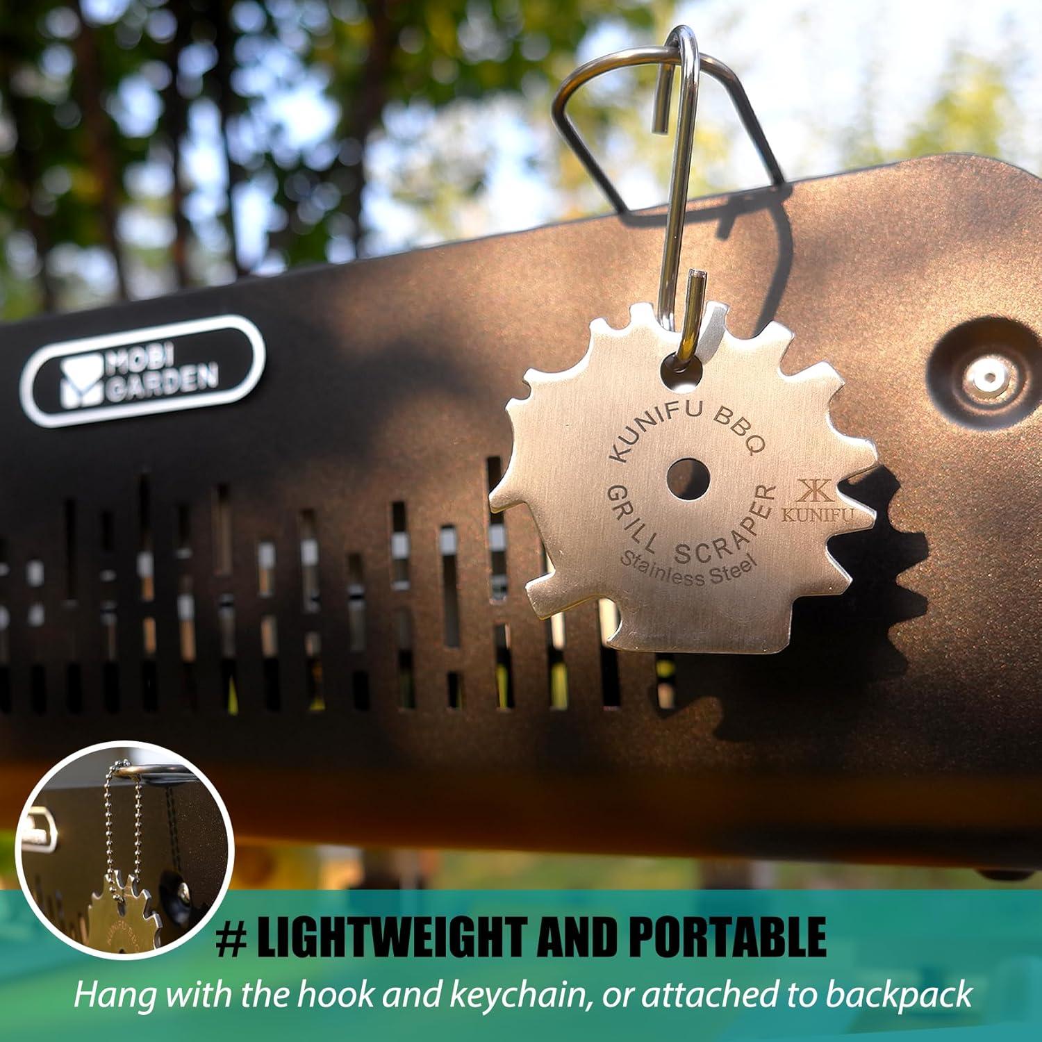 Raspador de BBQ KUNIFU de Acero Inoxidable, Sin Cerda, Portátil