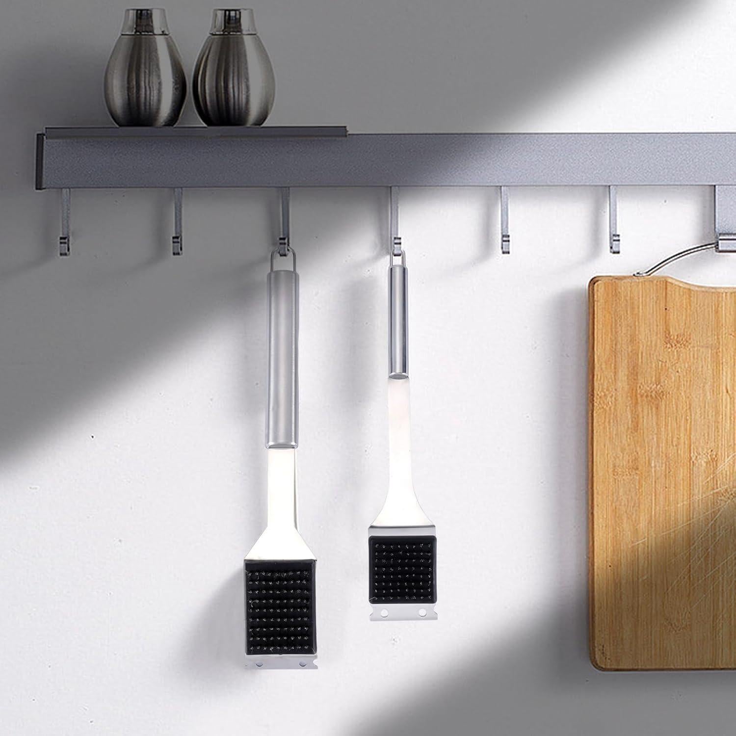 Paquete de 2 cepillos de parrilla Edgnb - Acero inoxidable 41.91 cm y 35.56 cm