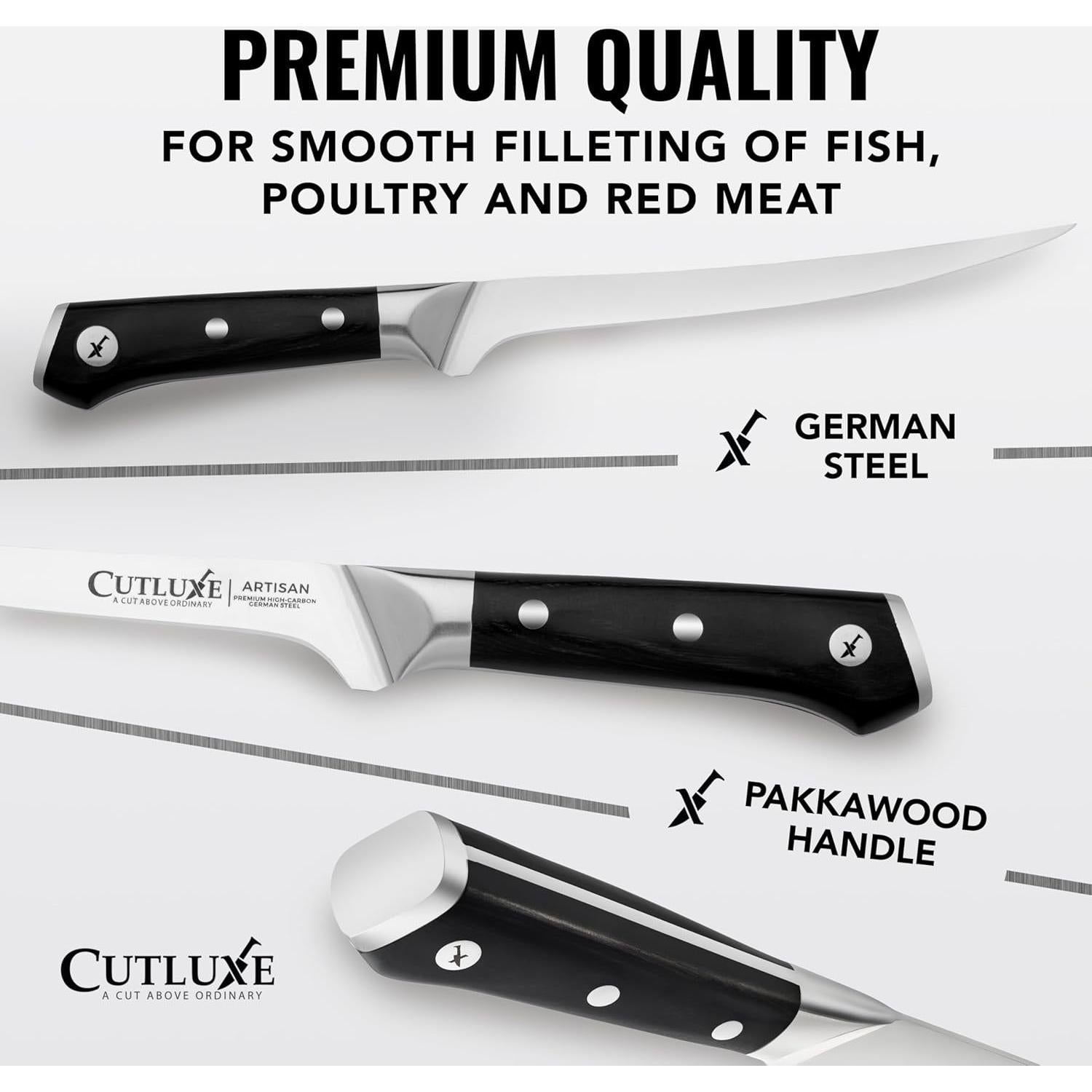 Cuchillo de Filete Cutluxe 17.78 cm Acero Alemán Mango Pakkawood