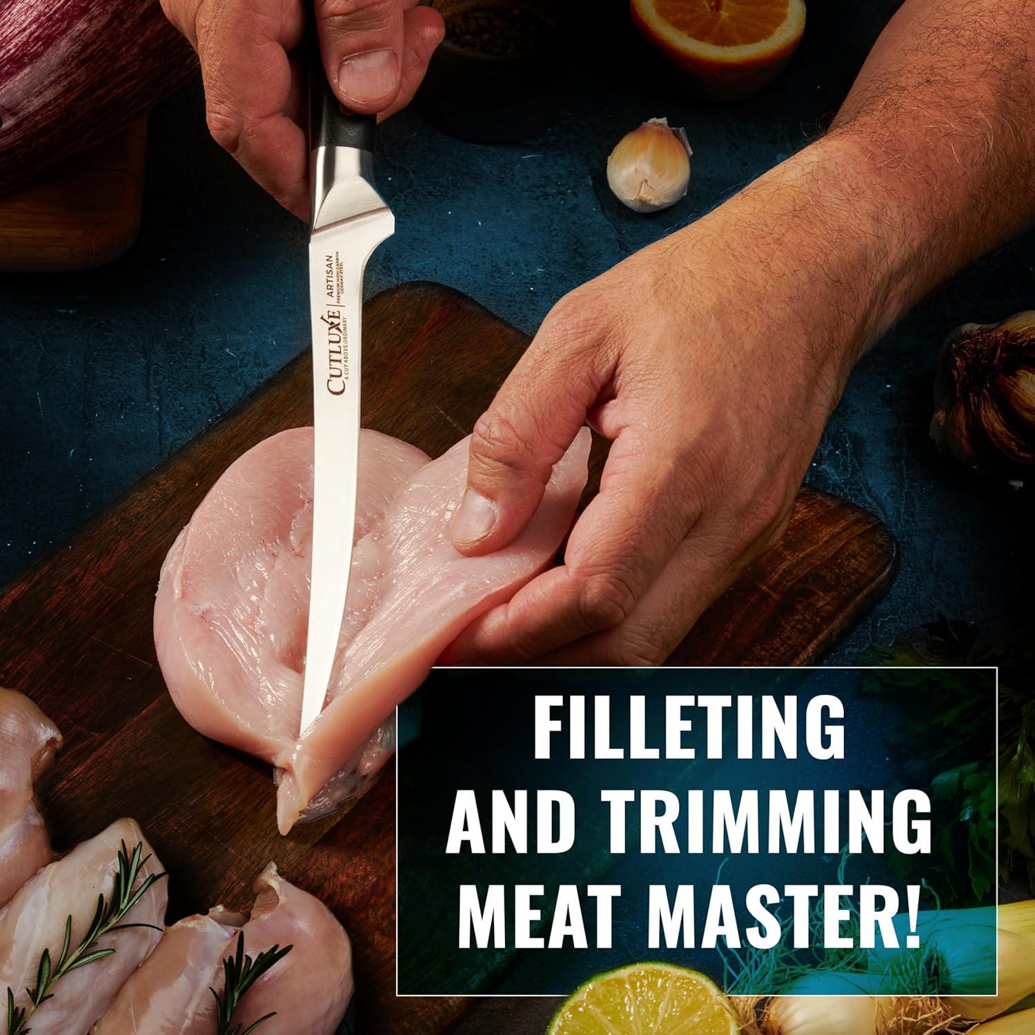 Cuchillo de Filete Cutluxe 17.78 cm Acero Alemán Mango Pakkawood