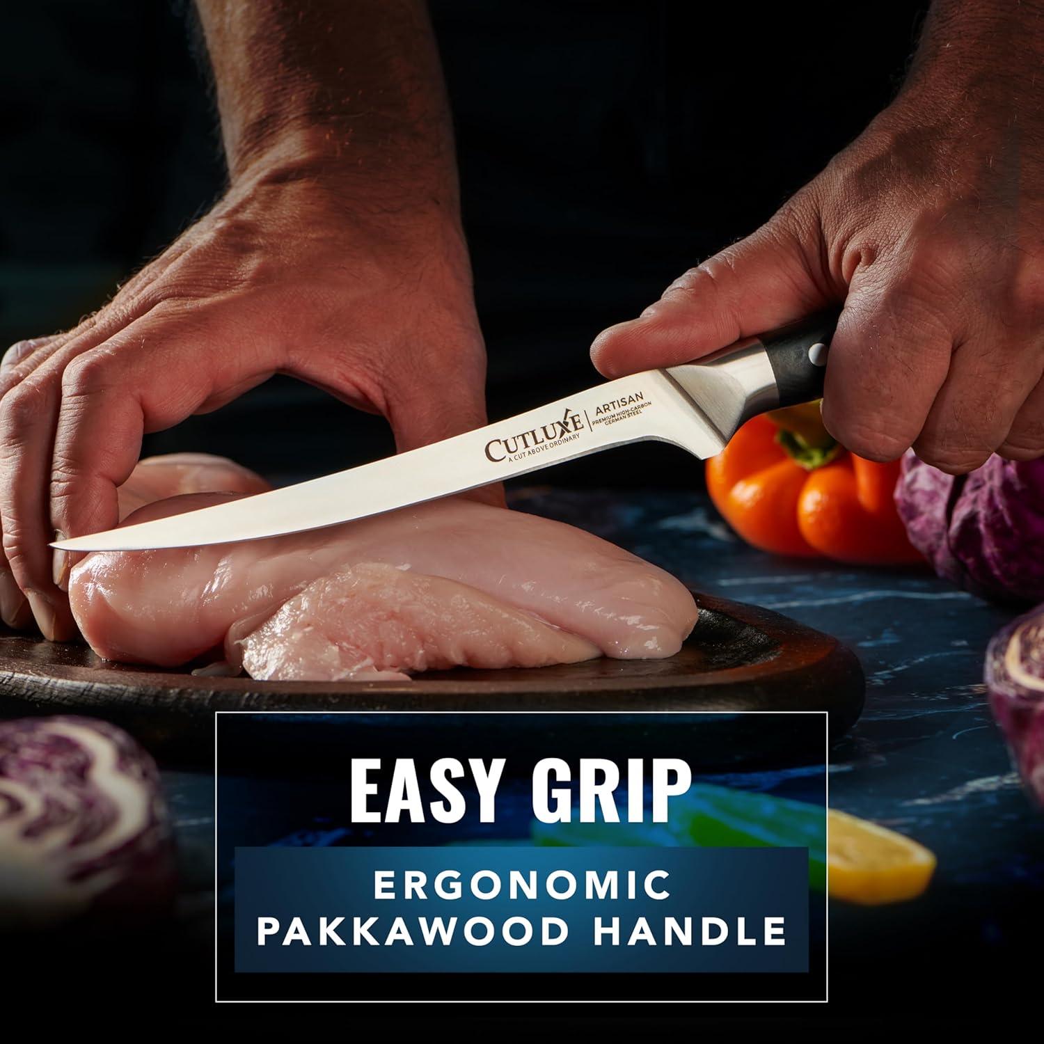 Cuchillo de Filete Cutluxe 17.78 cm Acero Alemán Mango Pakkawood