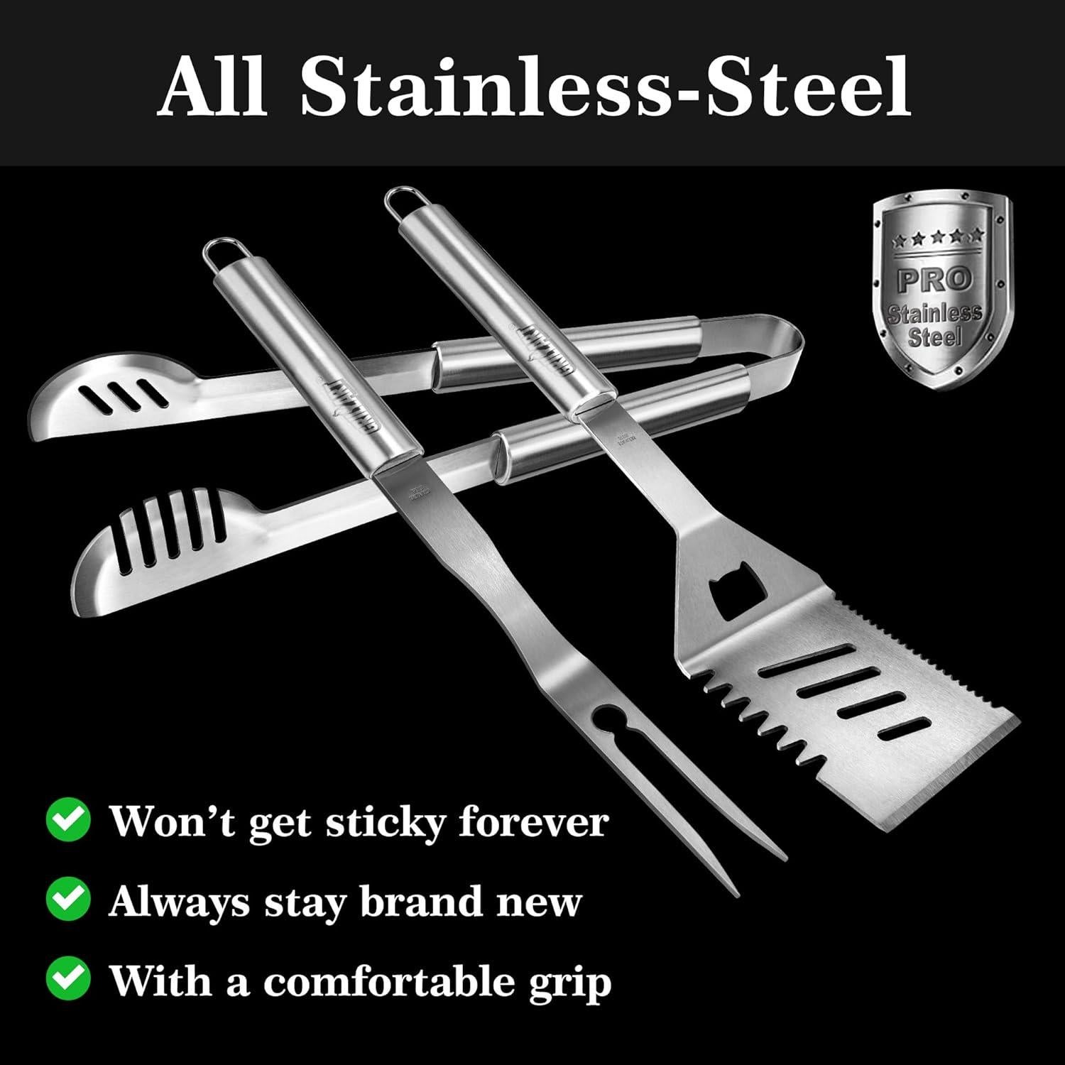 Juego de Utensilios para Parrilla GRILLART 3 Piezas Acero Inoxidable